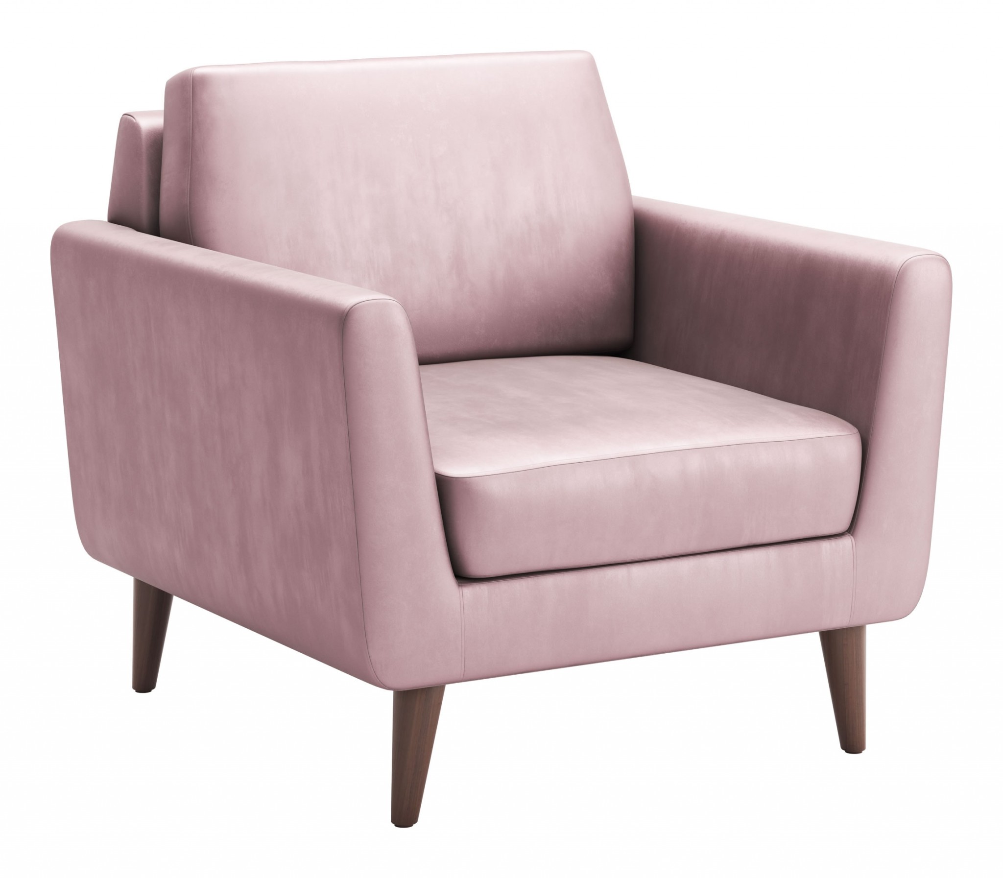 35" x 35" x 37" Pink Velvet, Alder Wood, Foam, Fabric & Fiber, Arm Chair