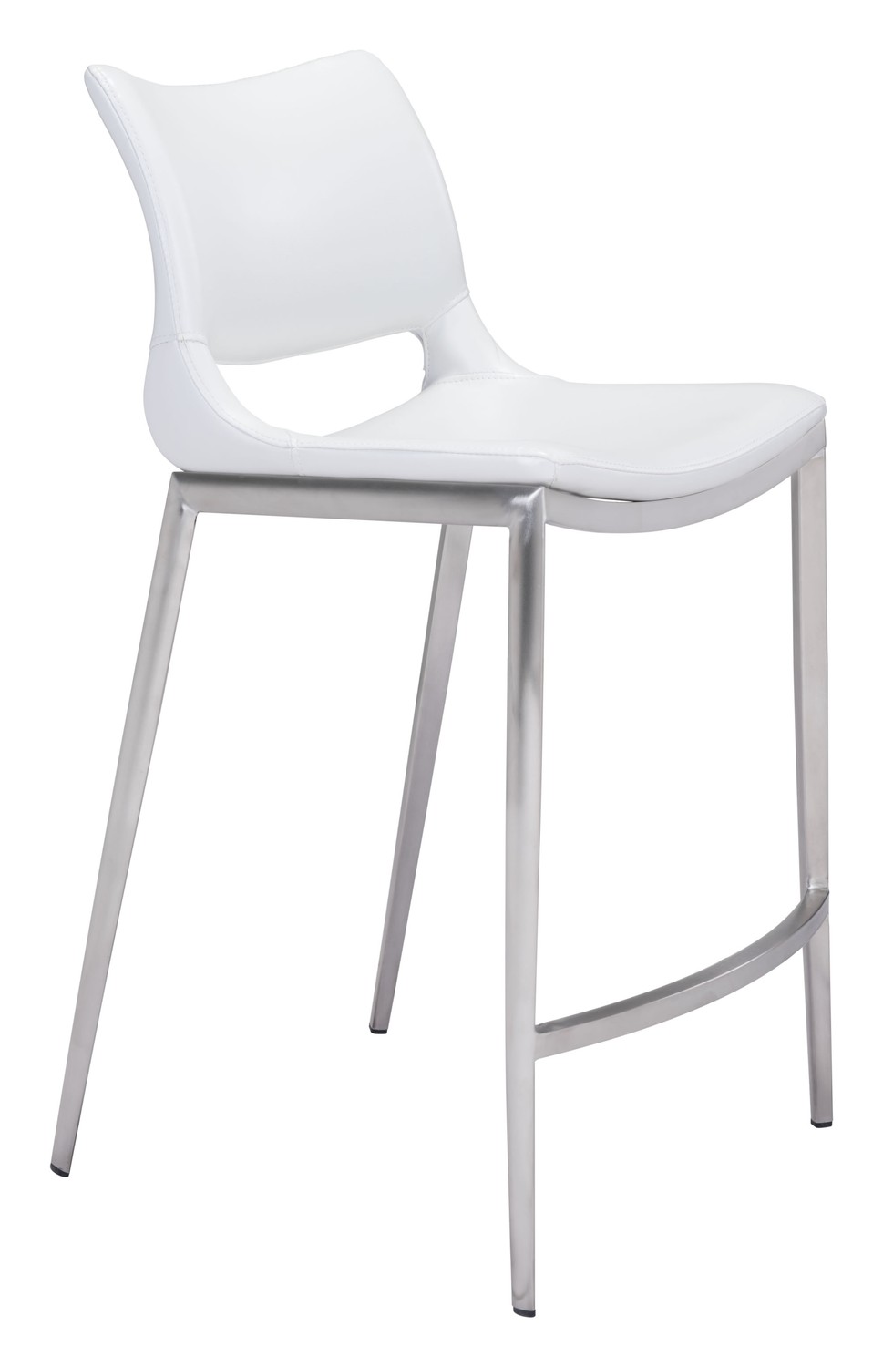 20.1" x 22.4" x 37.2" White, Leatherette, Stainless Steel, Counter Chair - Set of 2