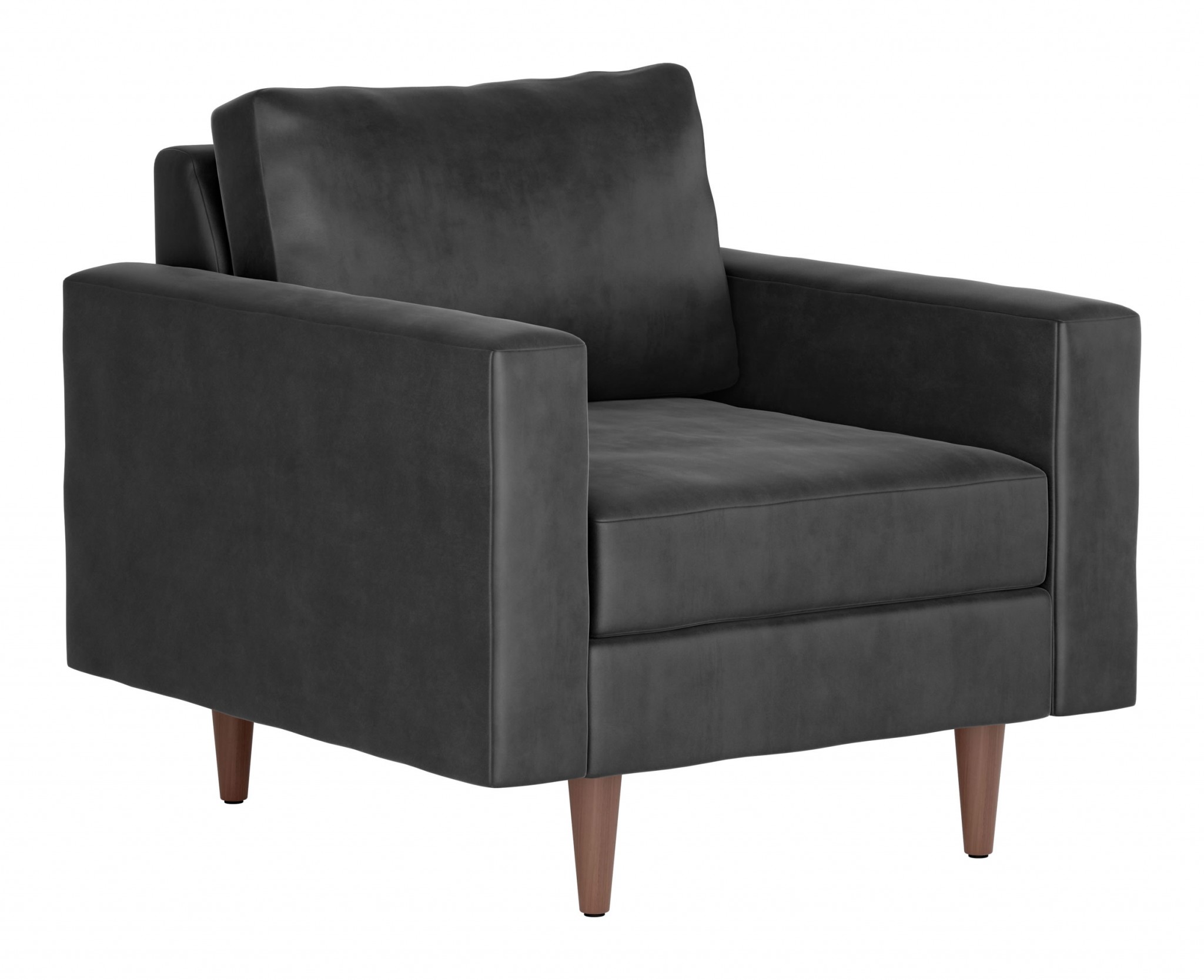 34.5" x 35" x 33" Charcoal, Velvet, Alder Wood, Foam, Fabric & Fiber, Arm Chair