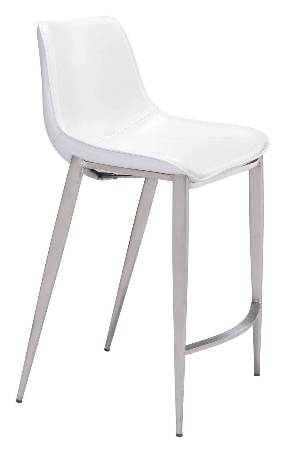 20.7" x 21.7" x 39.8" White, Leatherette, Stainless Steel, Counter Chair - Set of 2