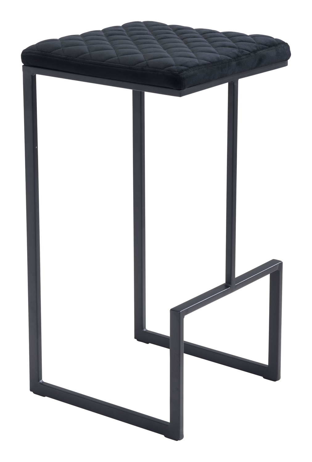 15" x 15.4" x 29.5" Black, Velvet, Steel & Plywood, Barstool