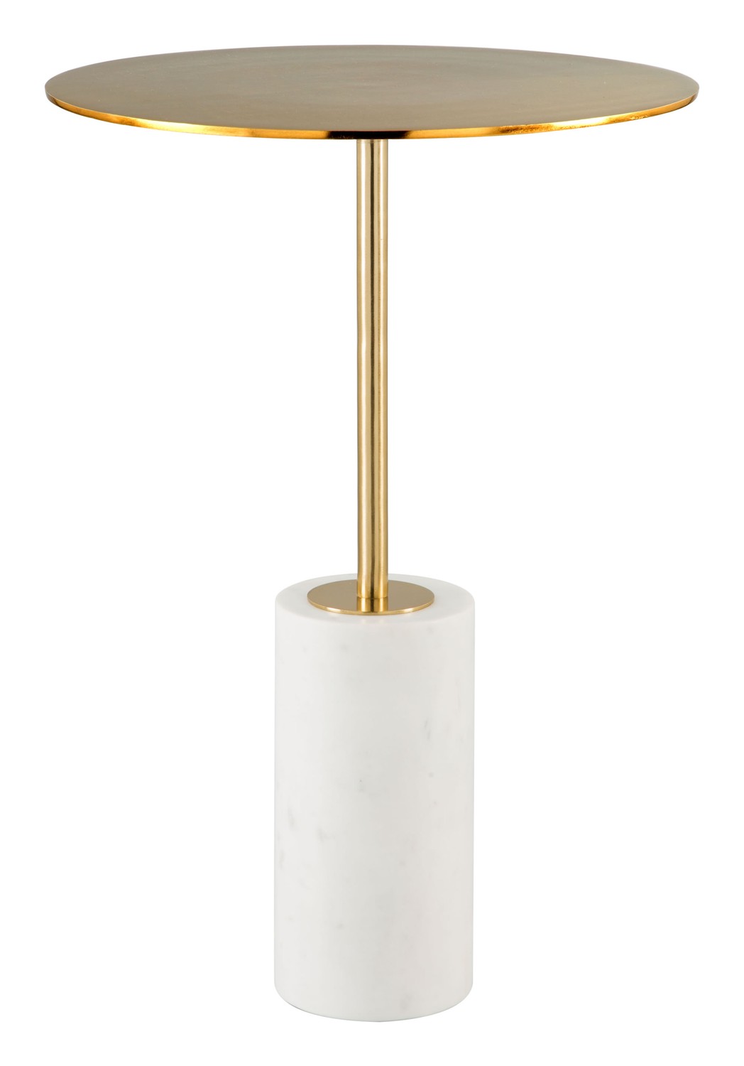 15.6" x 15.6" x 23.2" White & Gold, Marble, Aluminium, Side Table