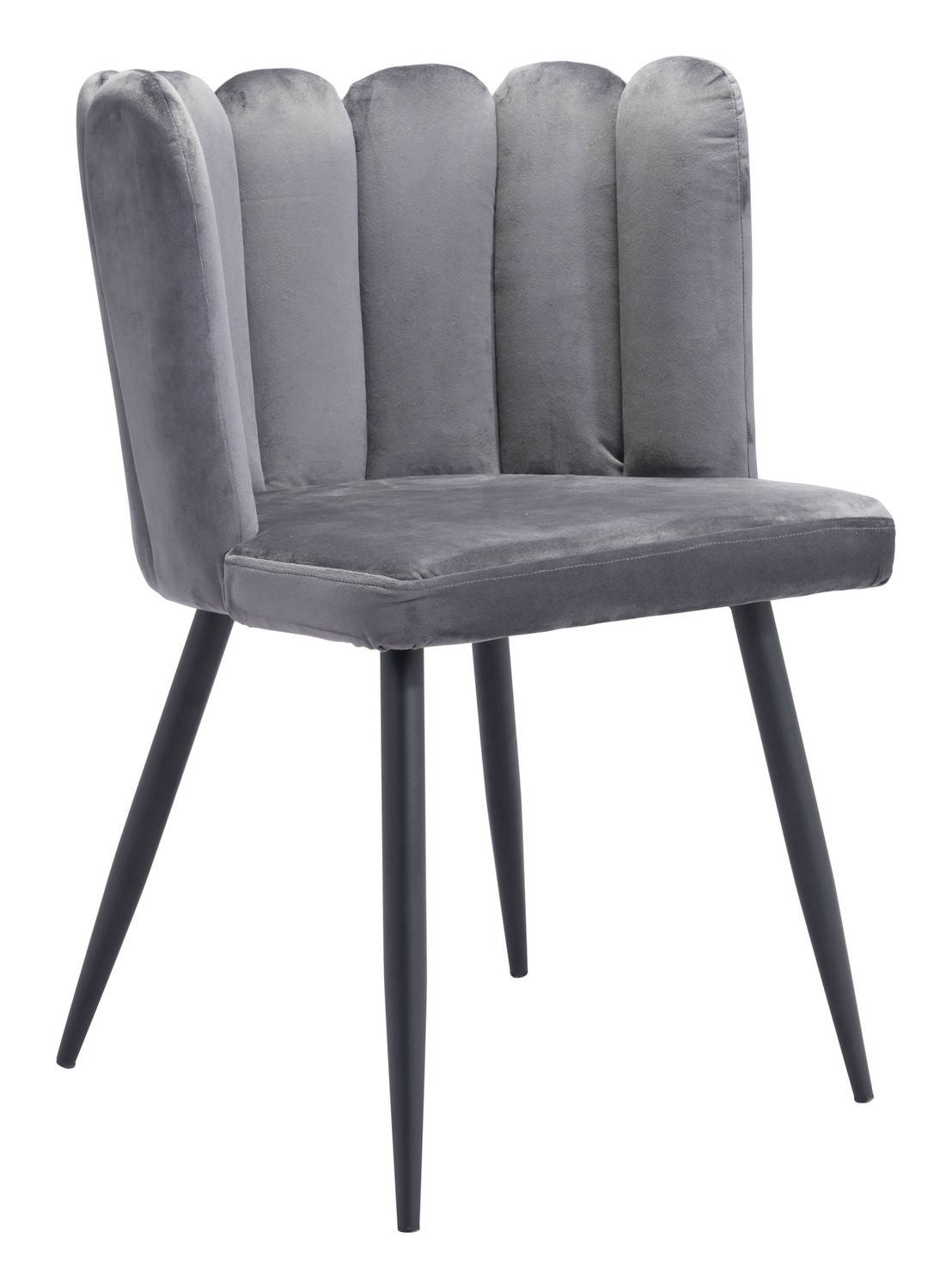 22" x 22" x 31.5" Dark Gray Velvet Steel and Plywood Chair Set of 2