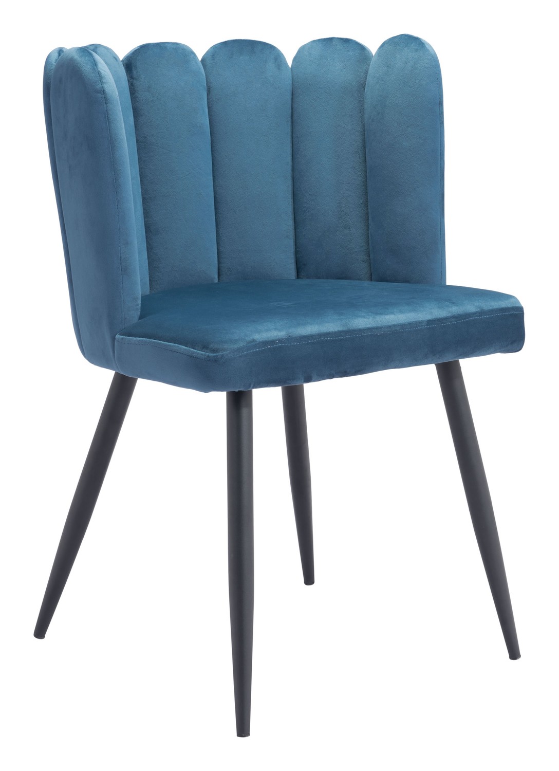 22" x 22" x 31.5" Steel Blue Velvet Steel and Plywood Chair Set of 2