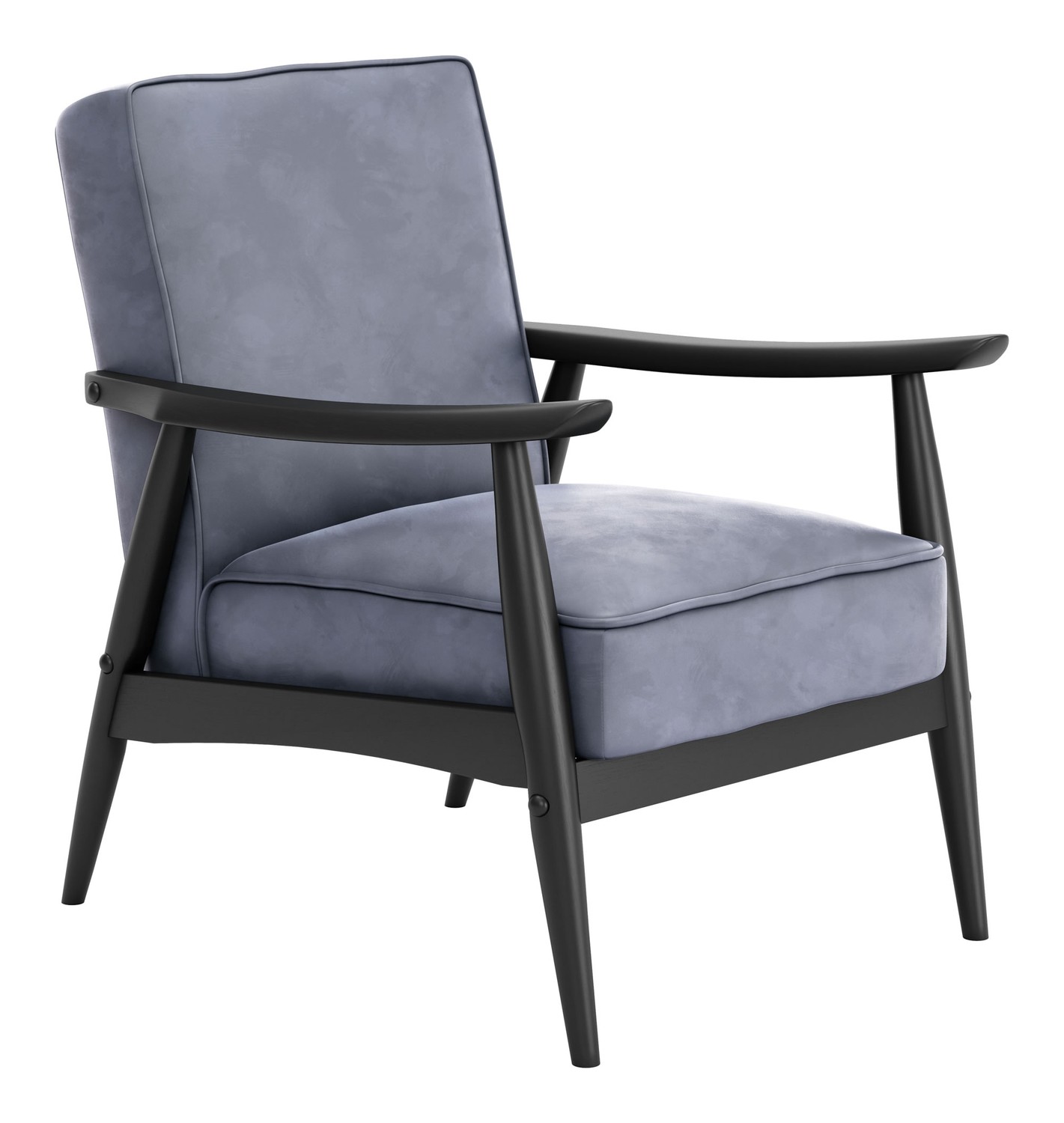 32" x 27" x 33" Gray, Velvet, Rubber Wood, Arm Chair