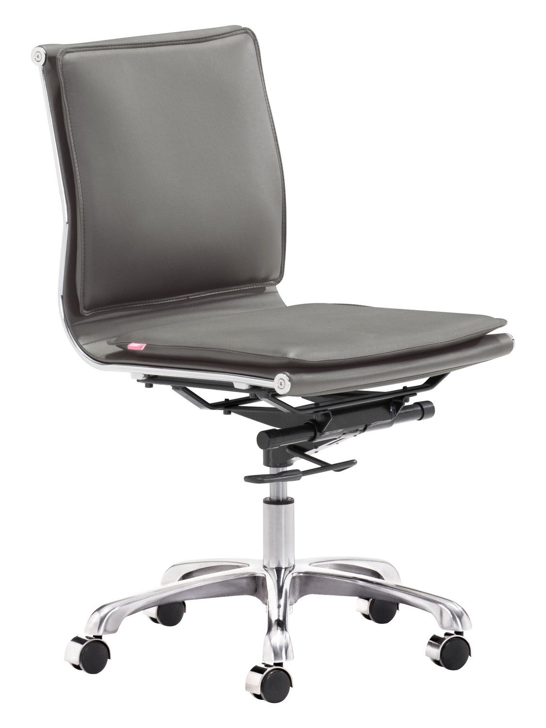 23" x 23" x 36.6" Gray, Leatherette, Chromed Steel, Plus Armless Office Chair