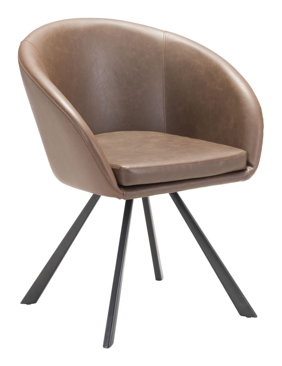 25.2" x 22.4" x 31.9" Espresso, Leatherette, Steel, Dining Chair