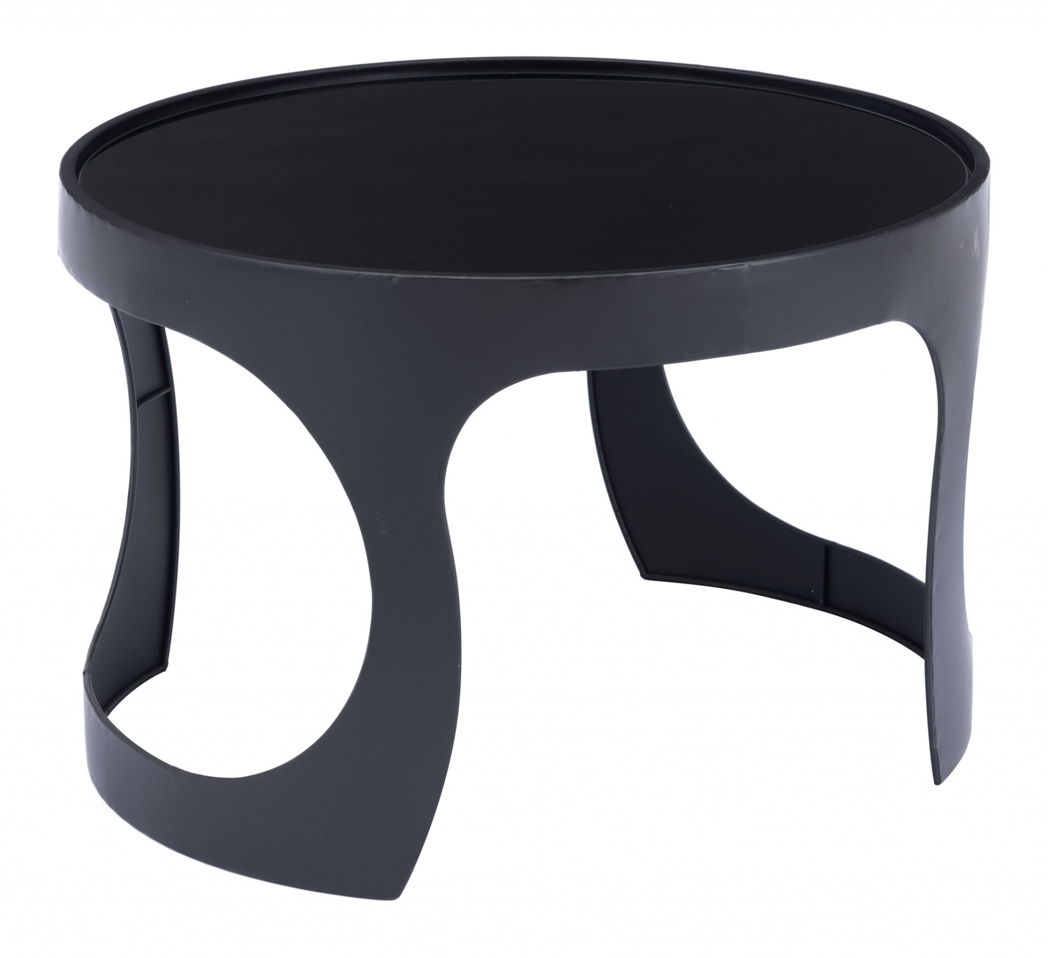 23.6" x 23.6" x 15.7" Black, Glass, Steel, End Table