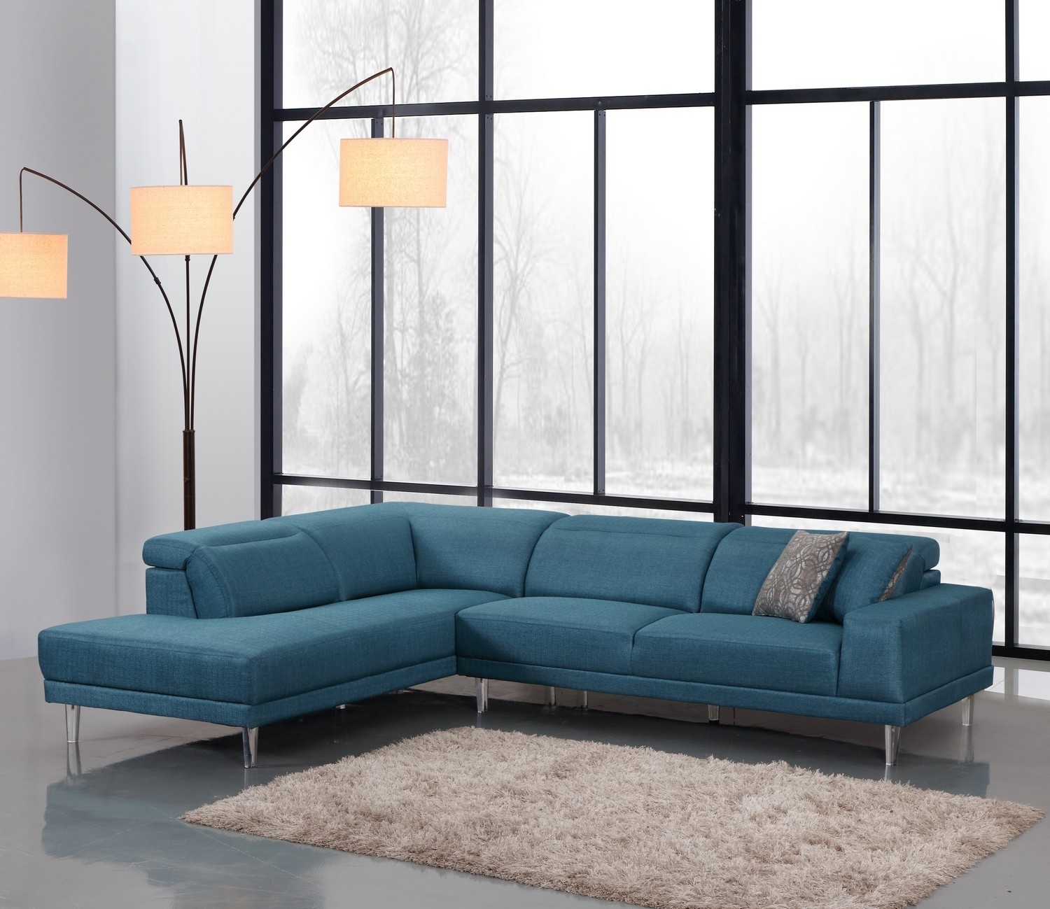 117" X 50" X 30" Blue LAF Sectional