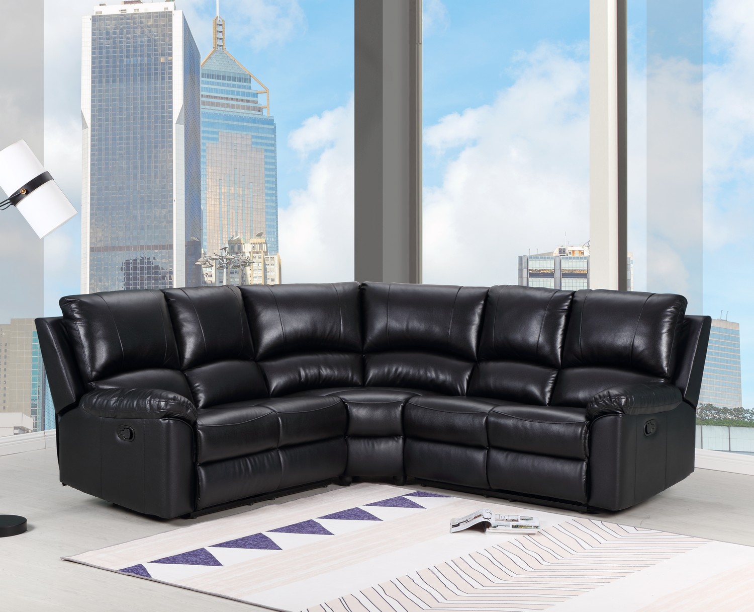 80" X 80" X 39" Black Power Reclining Sectional