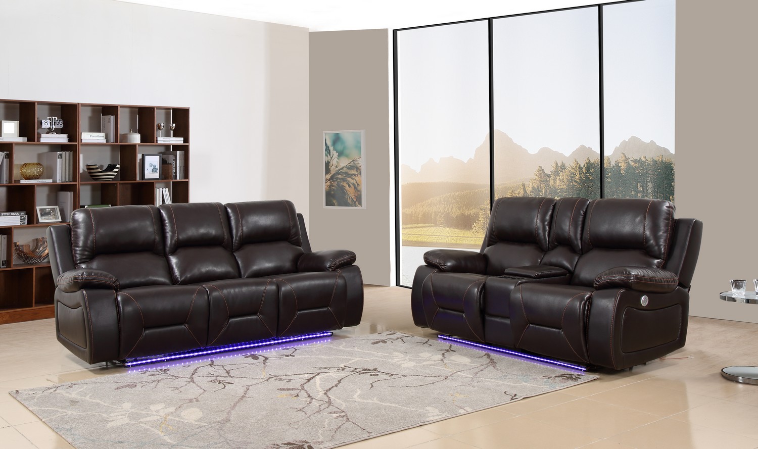 166" X 80" X 80" Brown Power Reclining Sofa Love