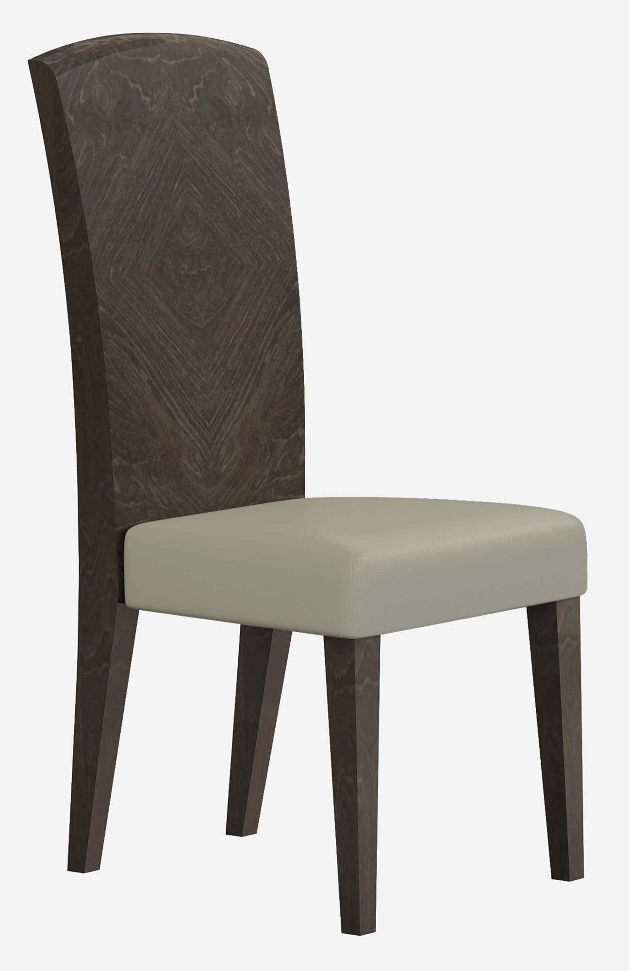 Solid Back Walnut Grain Finish and Gray Dining Chair