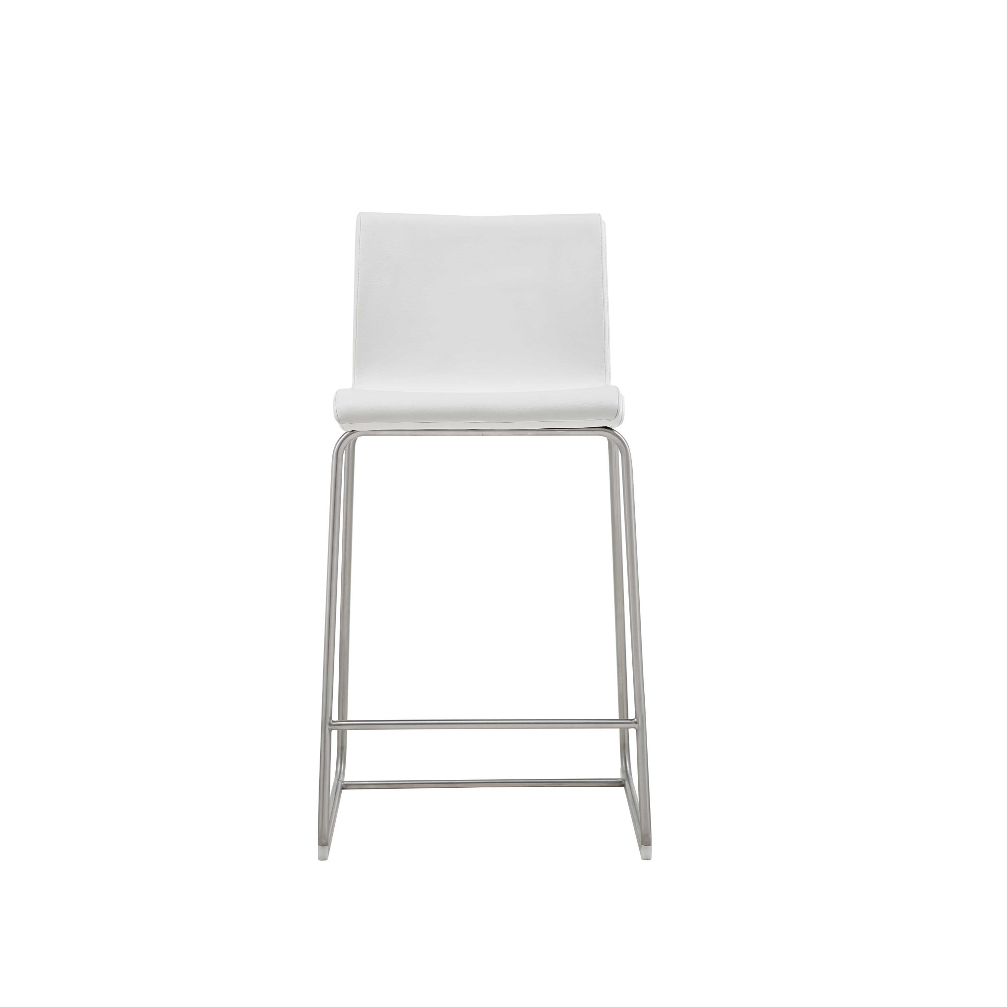 36"H White Faux Leather Low Back Counter Stool