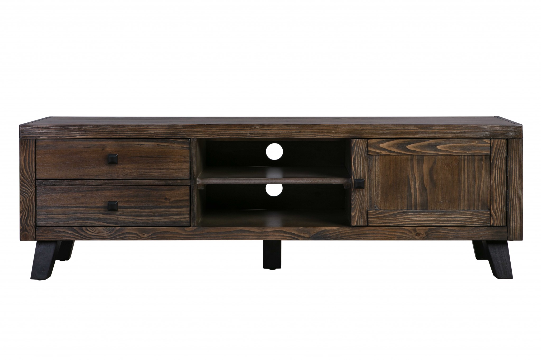 Dark Stain Pinewood Media Station TV Stand