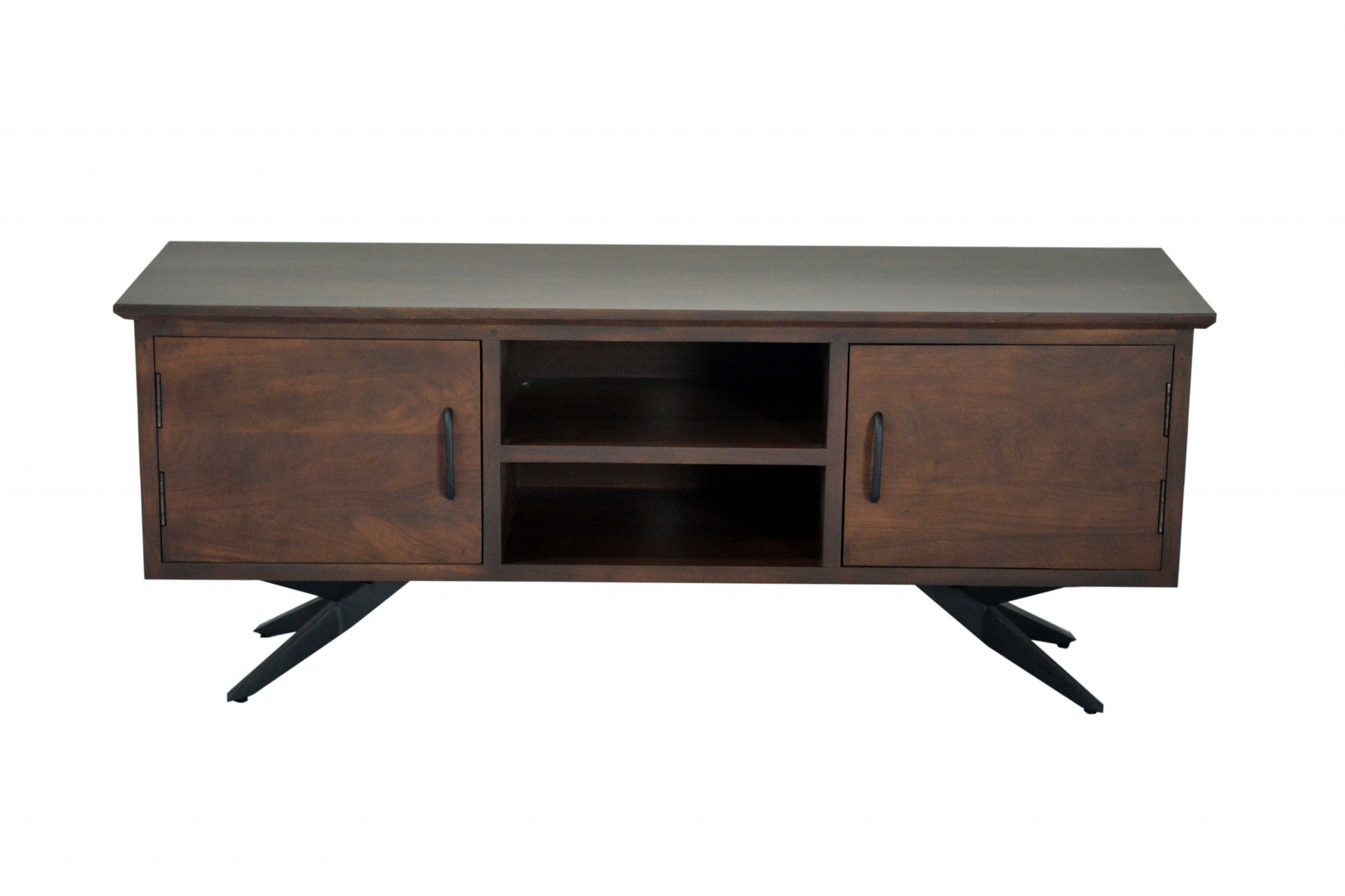 18" X 60" X 24" Brown Black Wood Metal Media Unit