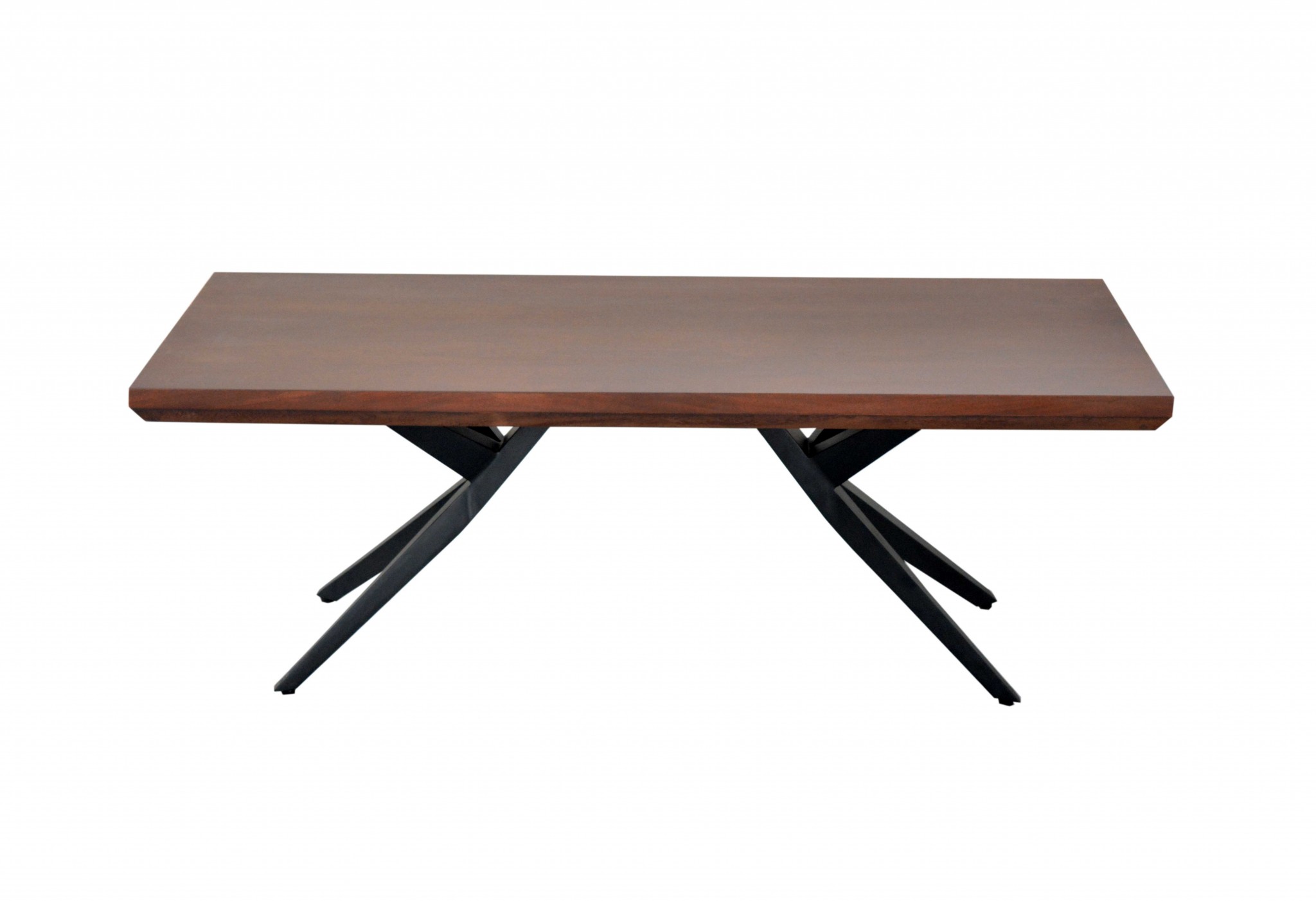 24" X 50" X 18" Brown Black Wood Metal Coffee Table