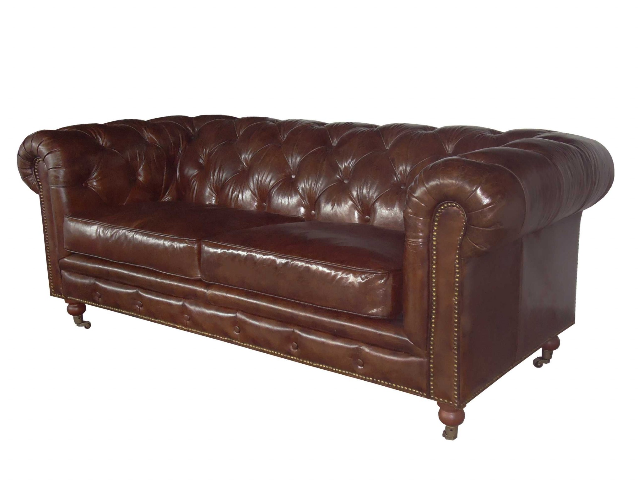 36" X 76" X 30" Brown Leather Sofa 2 Places