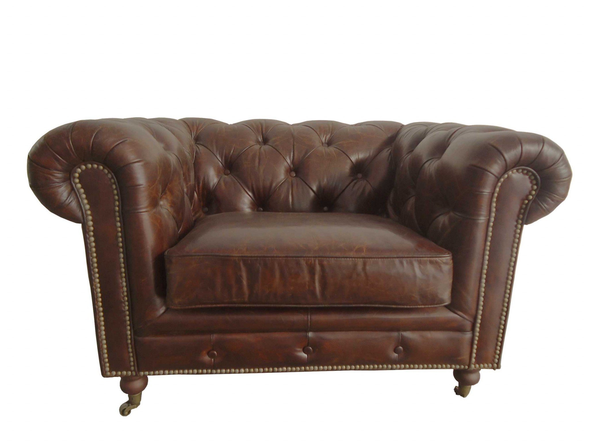 36" X 44" X 30" Brown Leather Sofa 1 Places