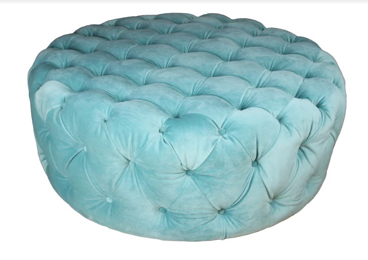 42" X 42" X 16" Mint Polyester Round Tufted Ottoman