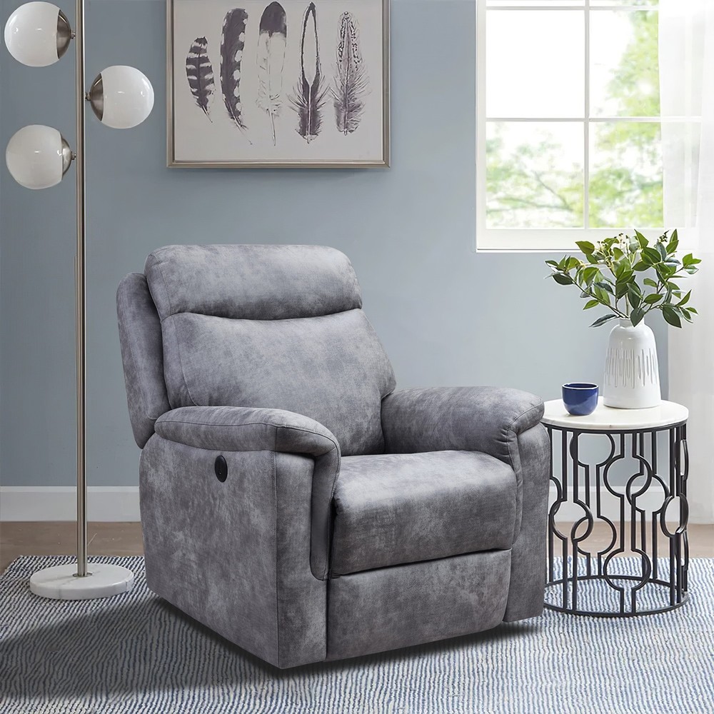 36.2" X 39.37" X 41.7" Grey Air Leather - Power Recliner with USB port