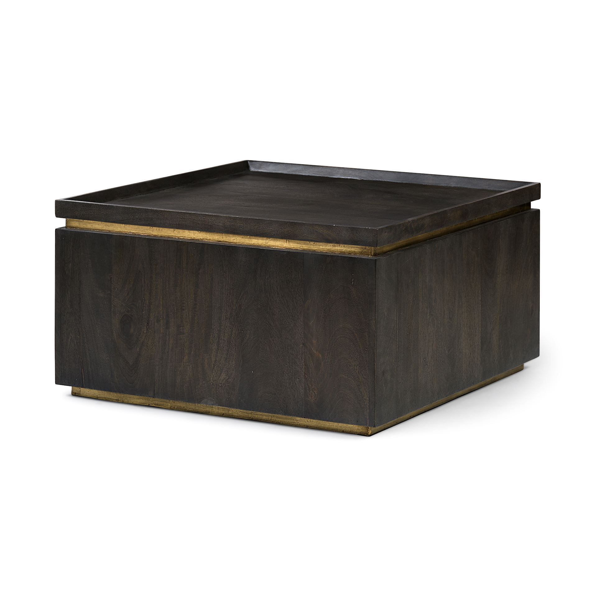 Square Brown Hinged Top Coffee Table w/ Hidden Storage