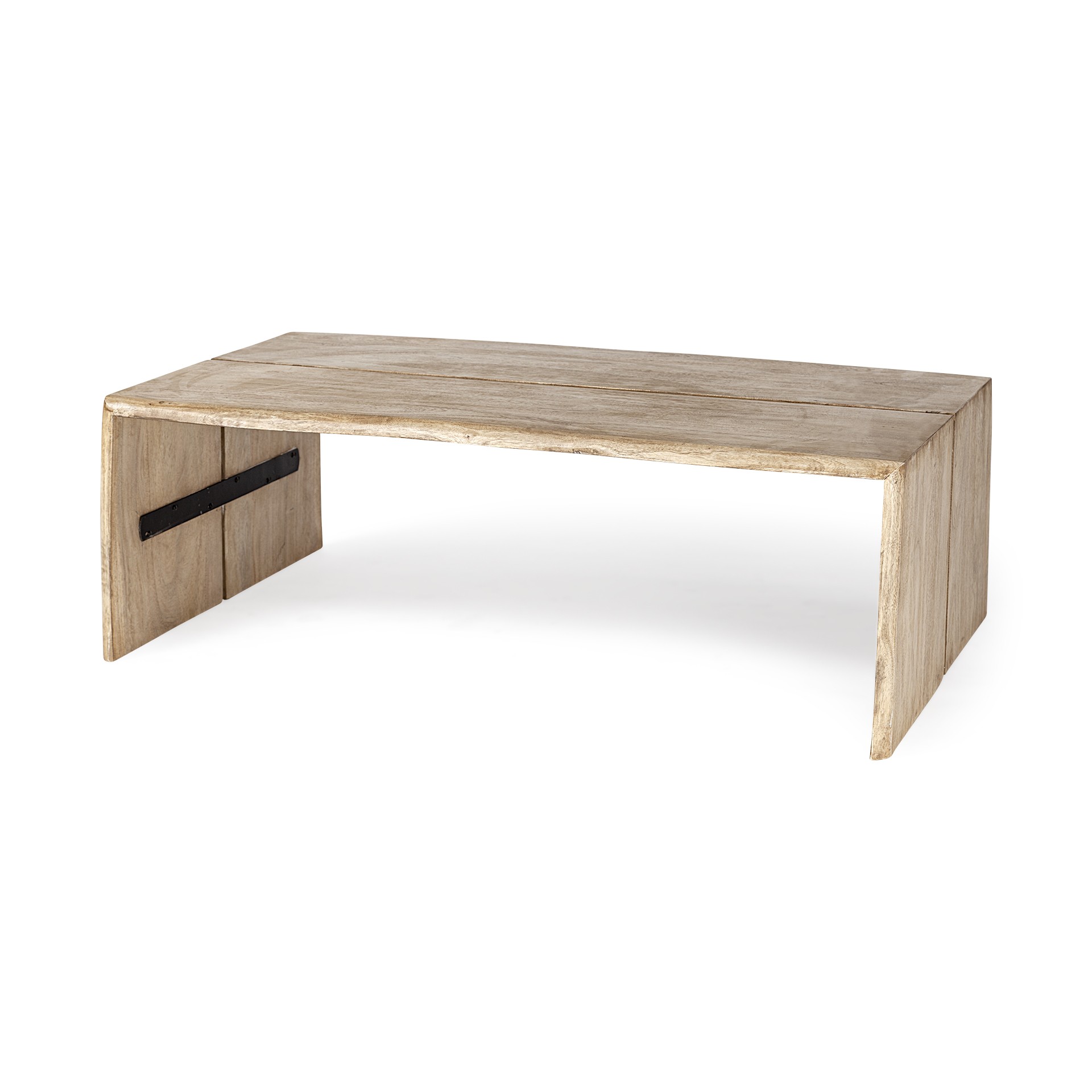 Rectangular Solid Wood Top and Base Coffee Table