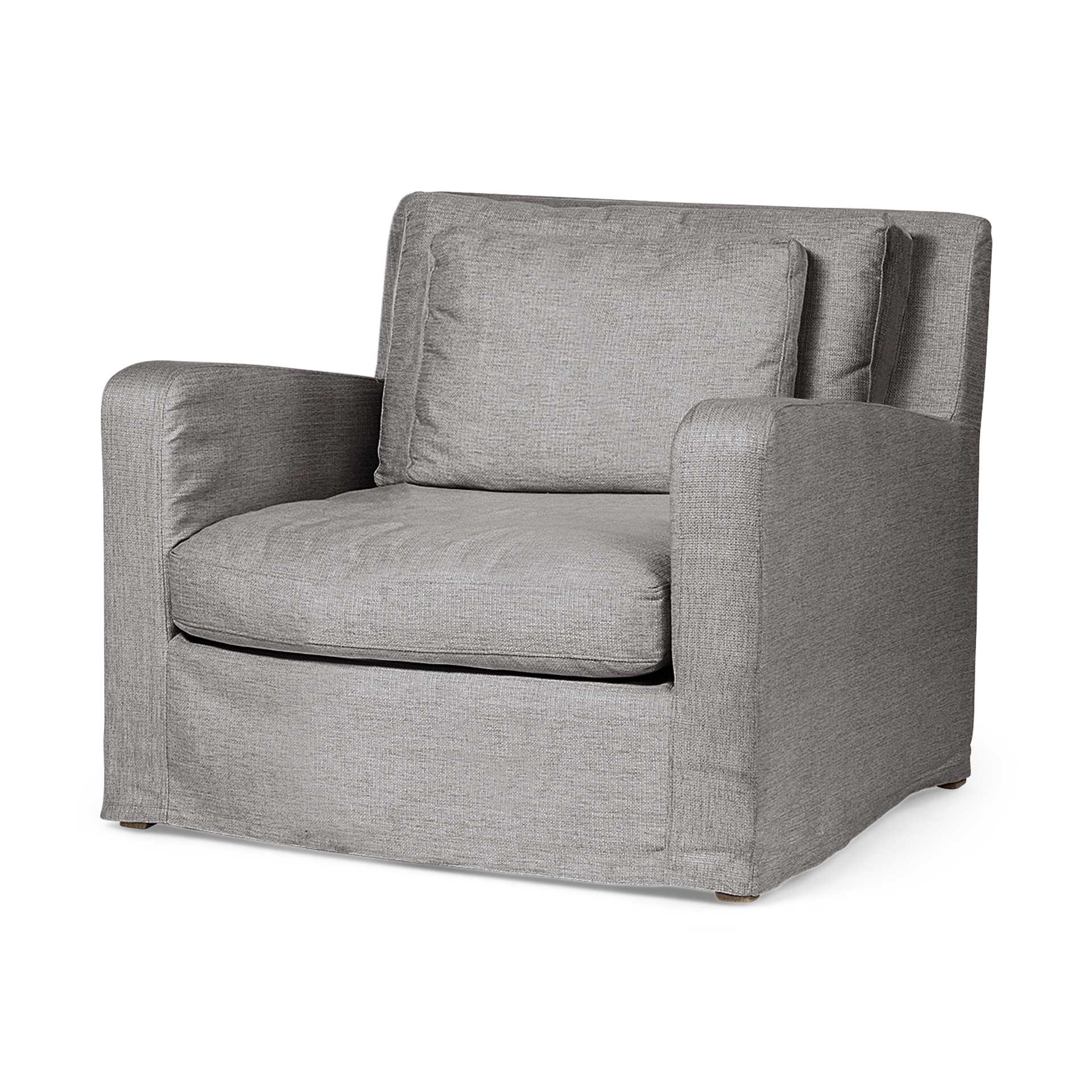 Flint Gray Slipcover Upholstered Fabric Seating Wide Accent chair w/ Wooden Frame and Legs