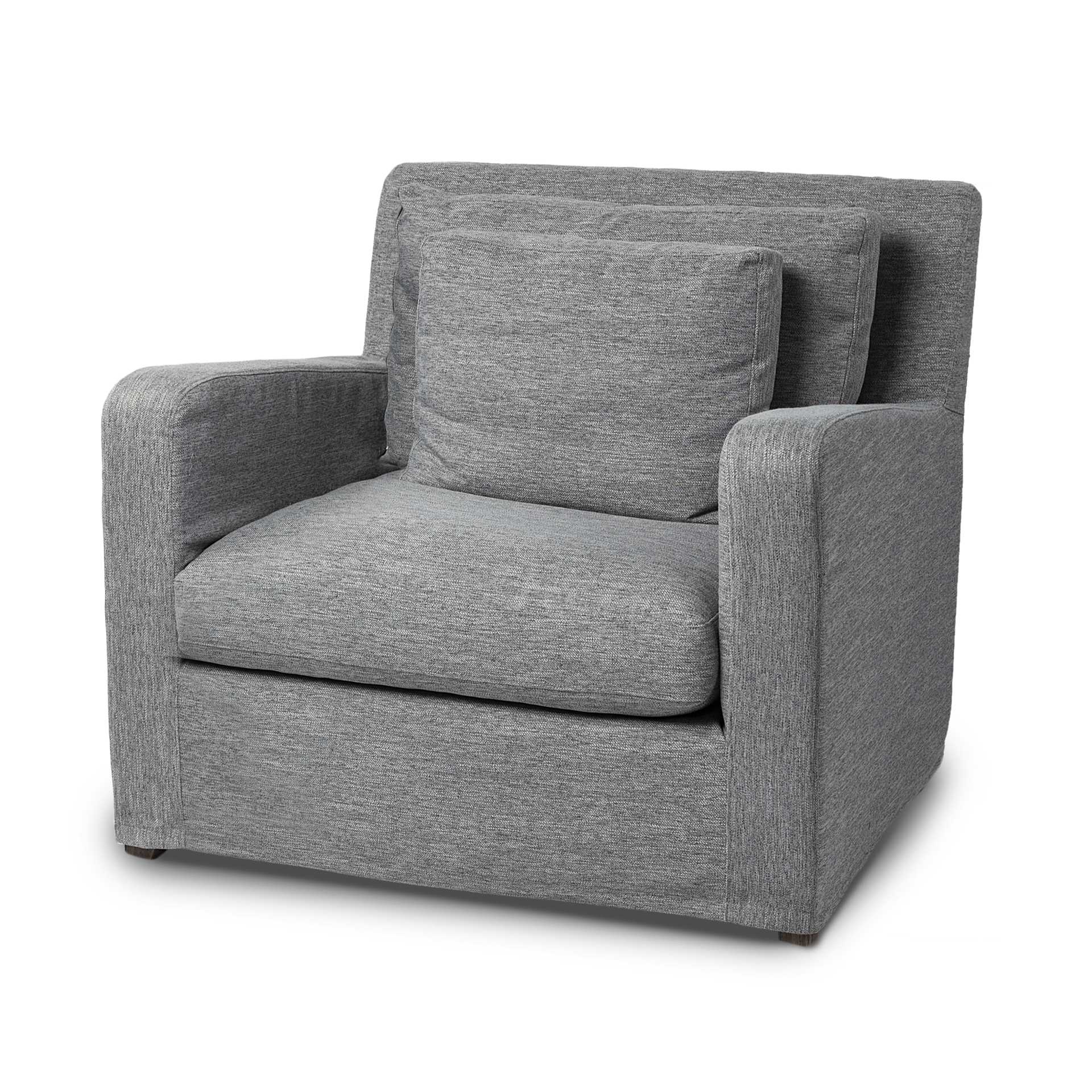 Castlerock Gray Slipcover Upholstered Fabric Seating Wide Accent chair w/ Wooden Frame and Legs