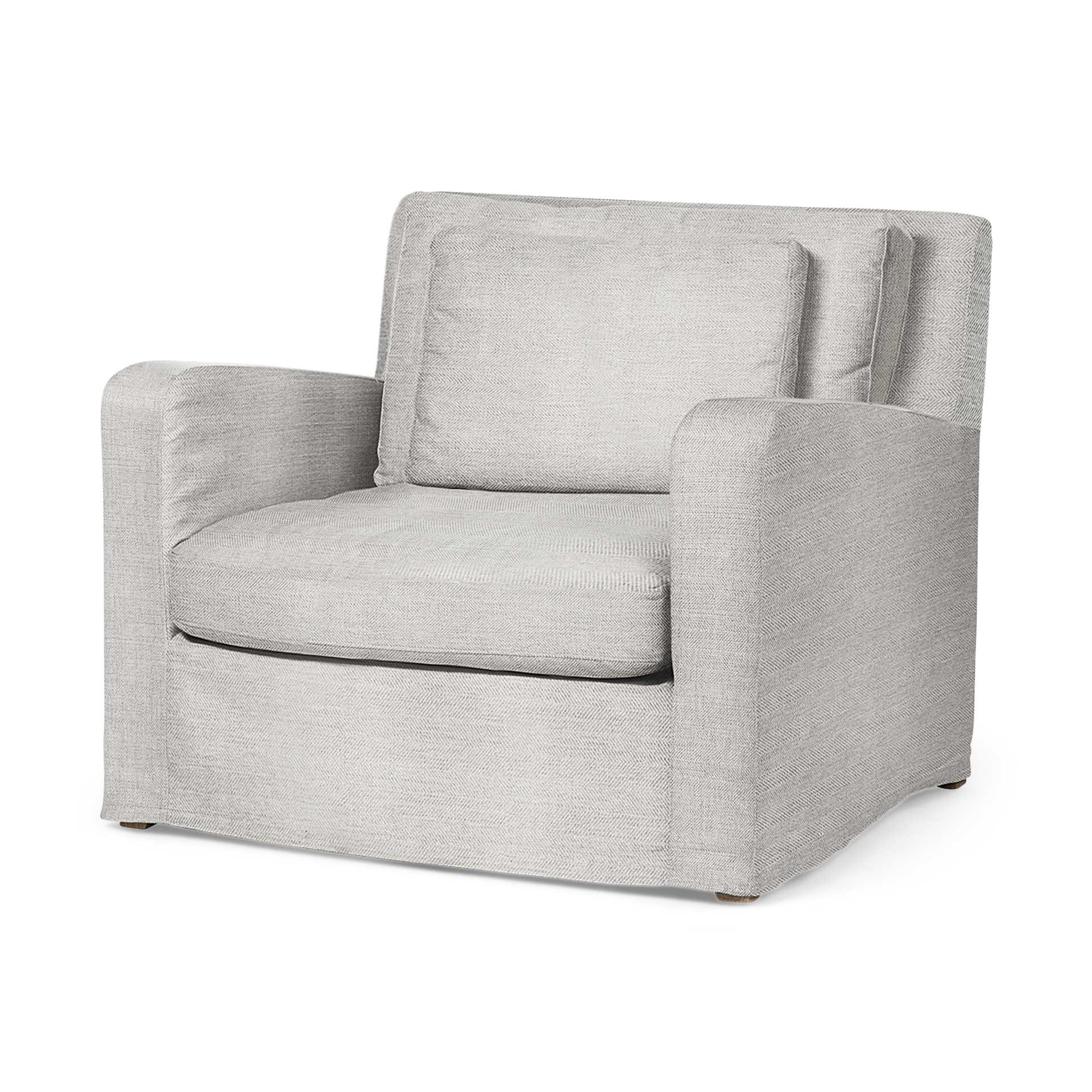Frost Gray Slipcover Upholstered Fabric Seating Wide Accent chair w/ Wooden Frame and Legs