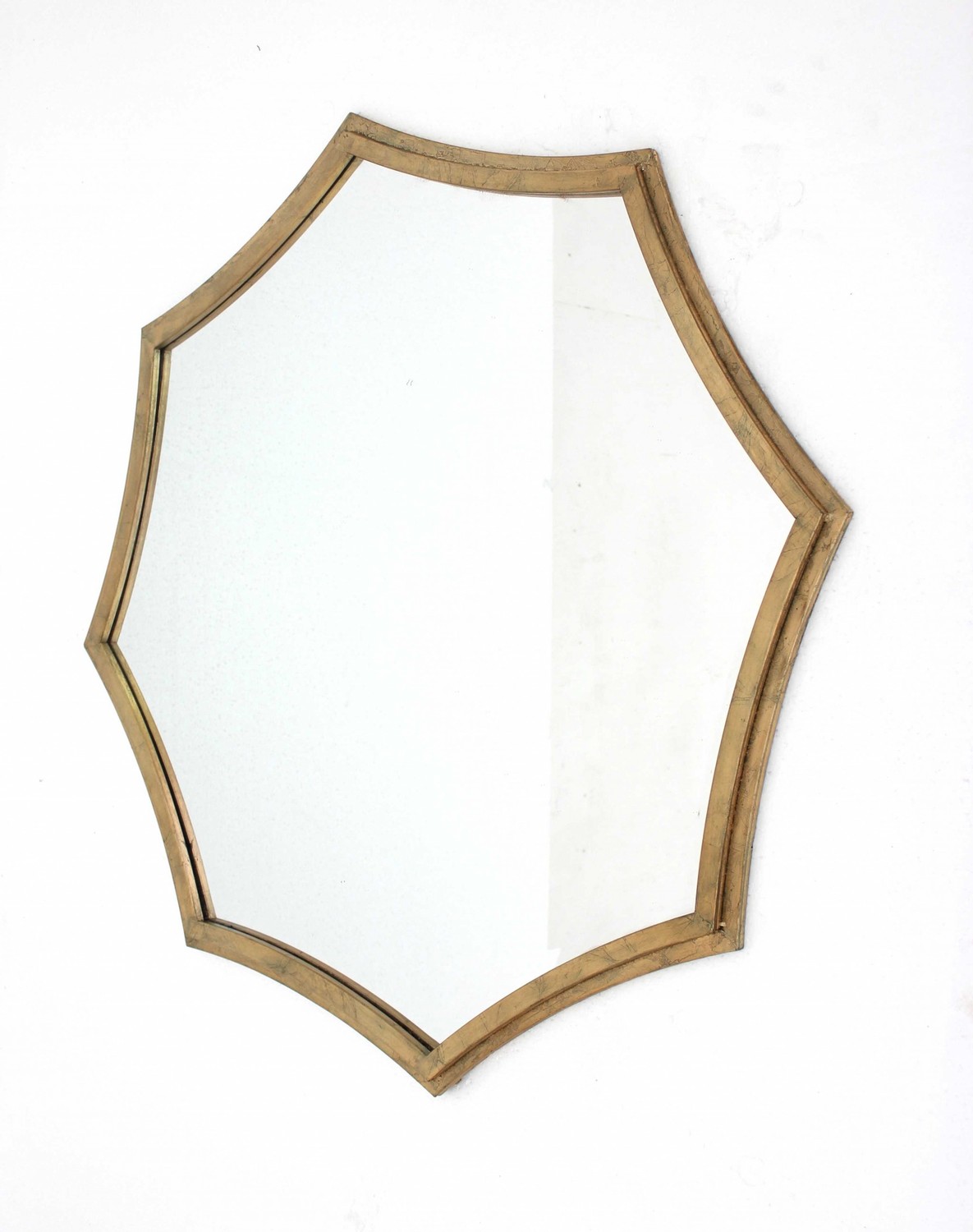 33" x 33" x 1" Gold Curved Hexagon Frame Cosmetic Mirror
