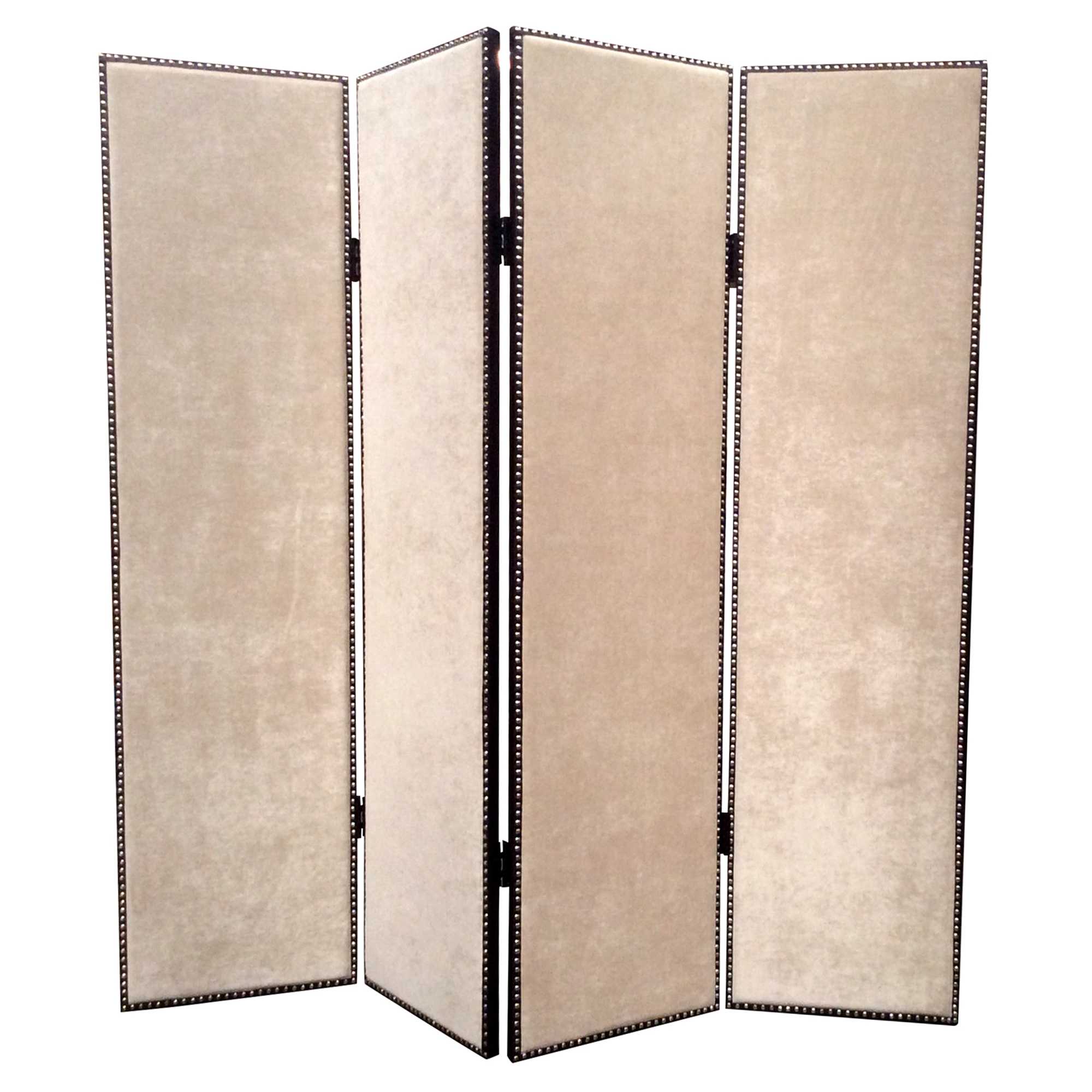 1" x 84" x 84" Beige Wood & Fabric Chateau Screen