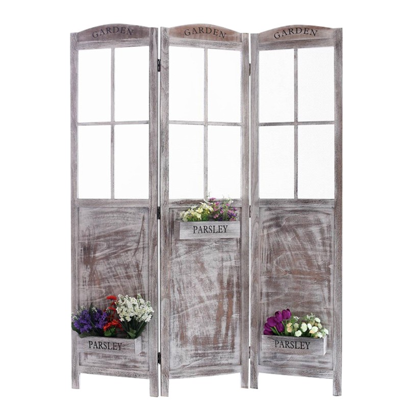 1" x 53" x 70" Gray Pot Garden Wood Screen