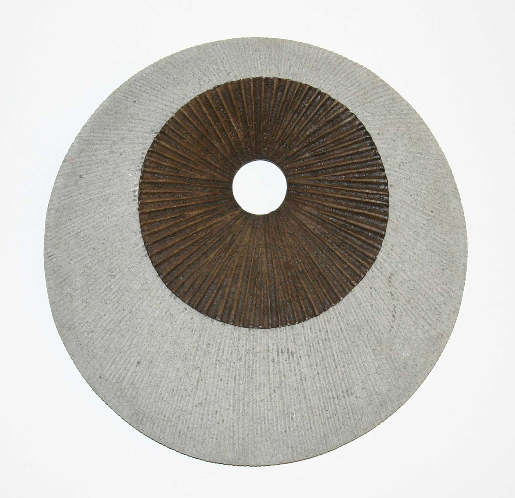 1" x 19" x 19" Brown & Gray Round Double Layer Ribbed Wall Decor