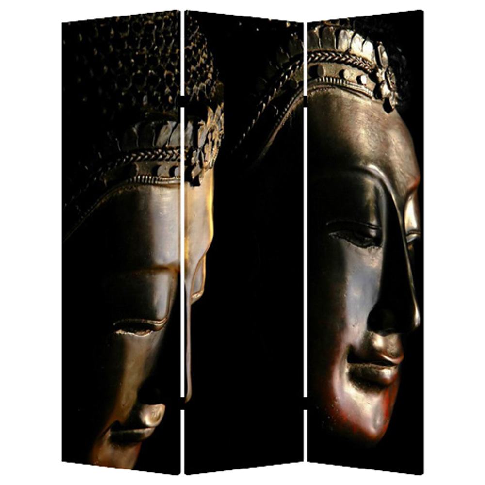 1" x 48" x 72" Multi Color Wood Canvas Budda Screen