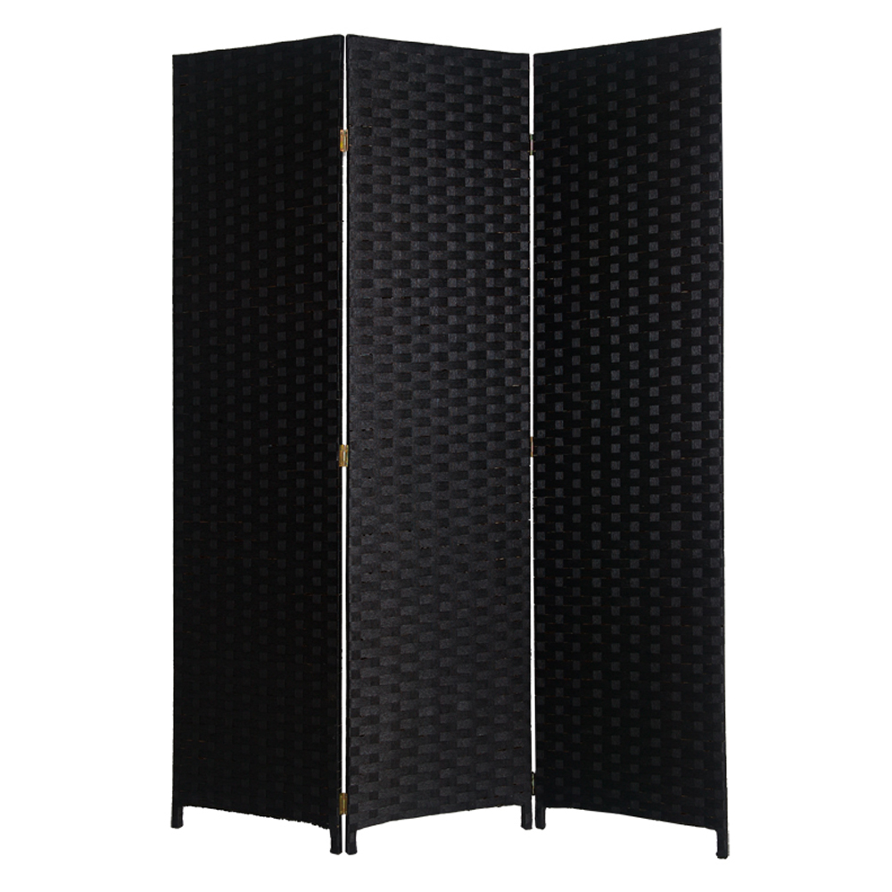 1" x 54" x 72" Black Wood 3 Panel Screen