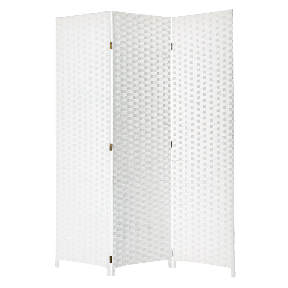 1" x 54" x 72" White Wood 3 Panel Screen