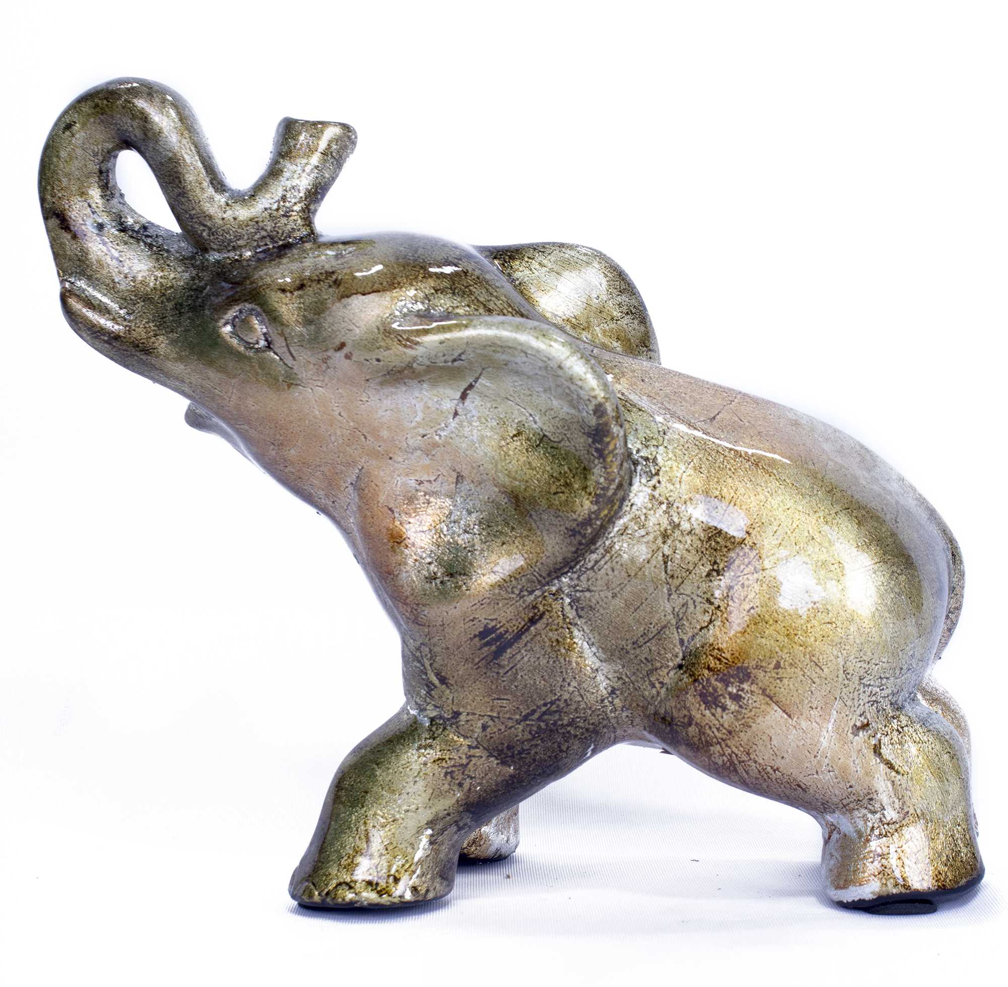 10" X 6" X 10.5" Gold Ceramic Elephhant