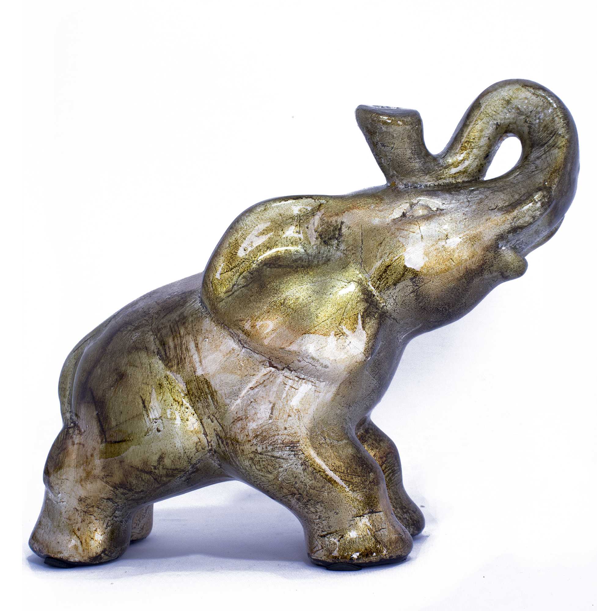 13" X 7" X 12" Gold Ceramic Elephhant