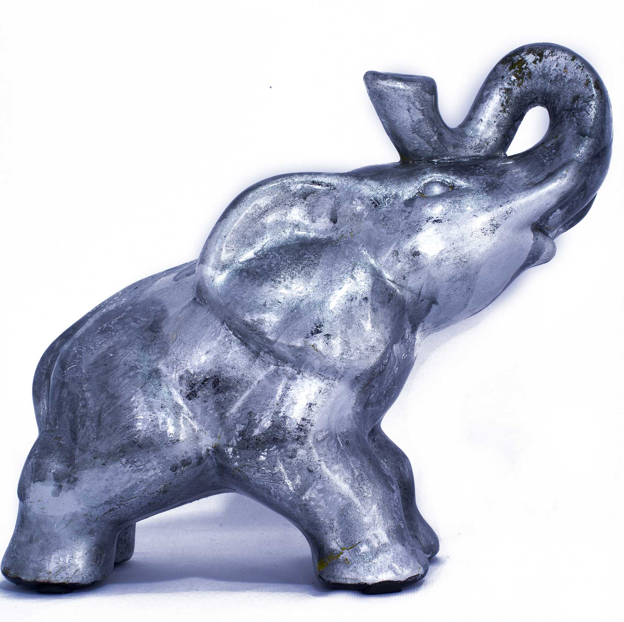 13" X 7" X 12" Silver Ceramic Elephhant