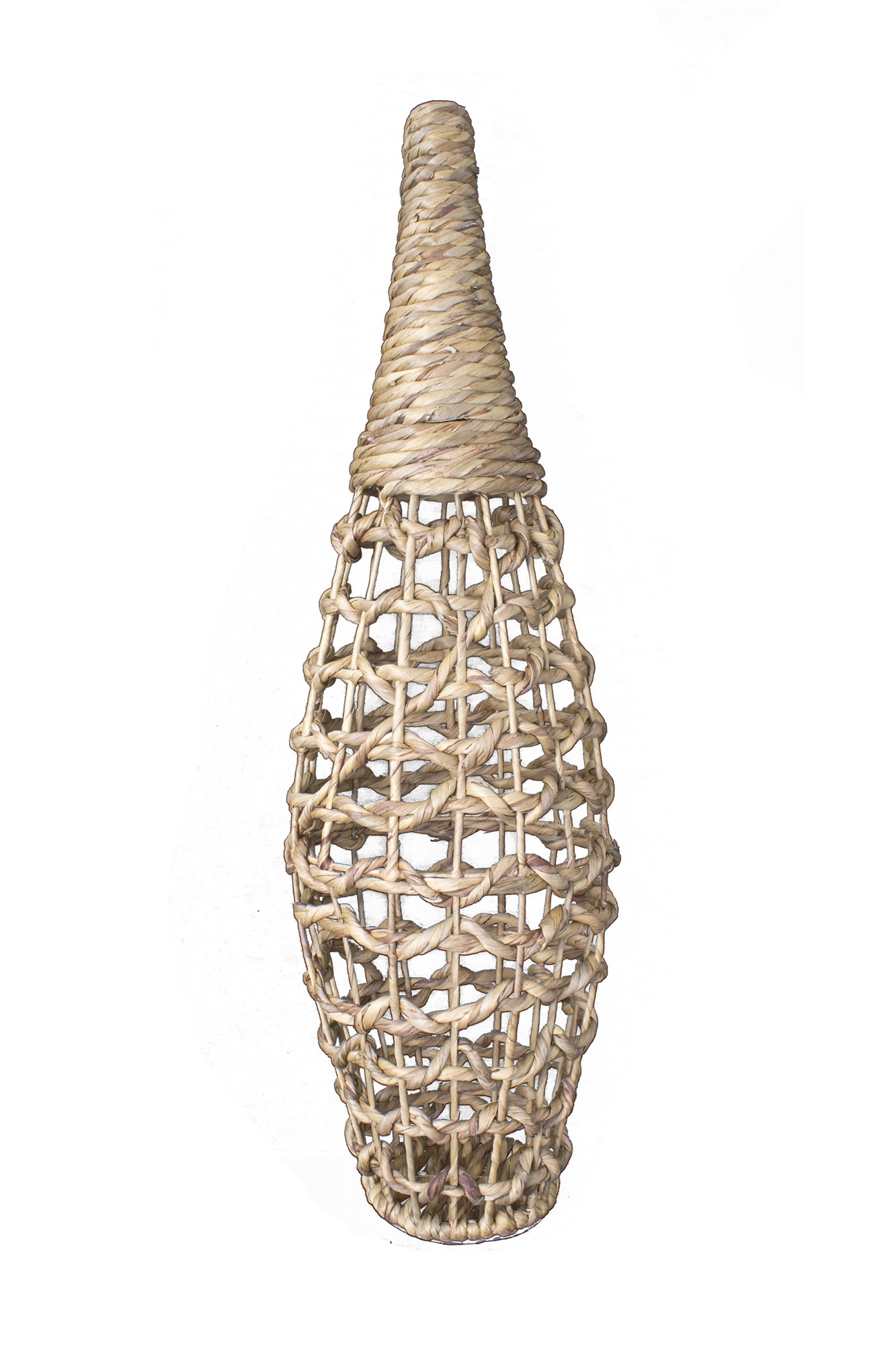 12" X 12" X 38" Natural Water Hyacinth Water Hyacinth Woven Floor Vase