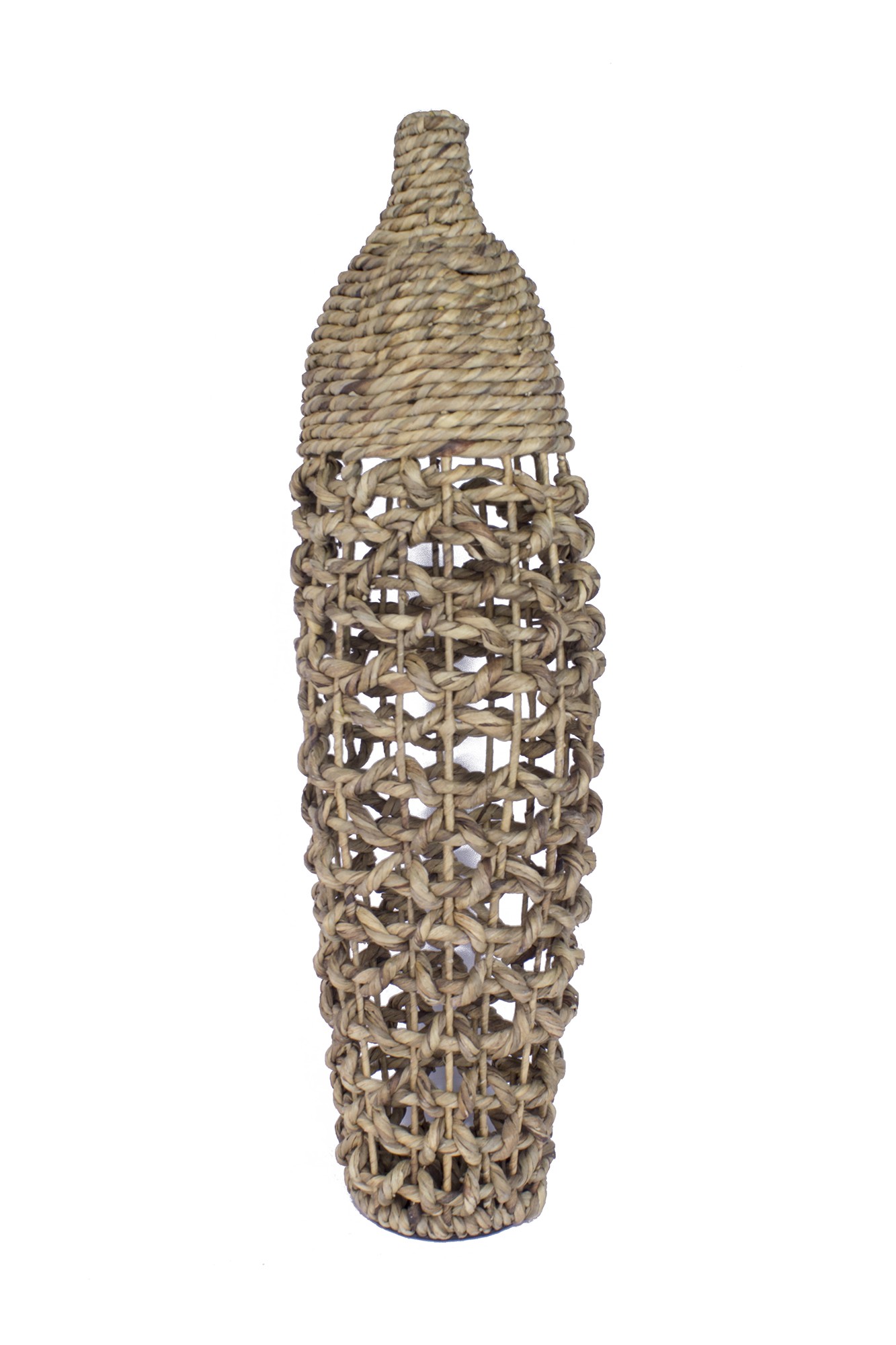 11" X 11" X 38" Natural Water Hyacinth Water Hyacinth Woven Floor Vase