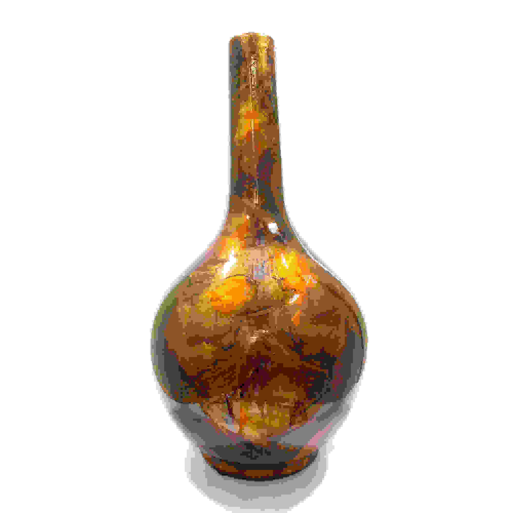 5.5" X 5.5" X 24" Turquoise Copper and Bronze Ceramic Floor Vase