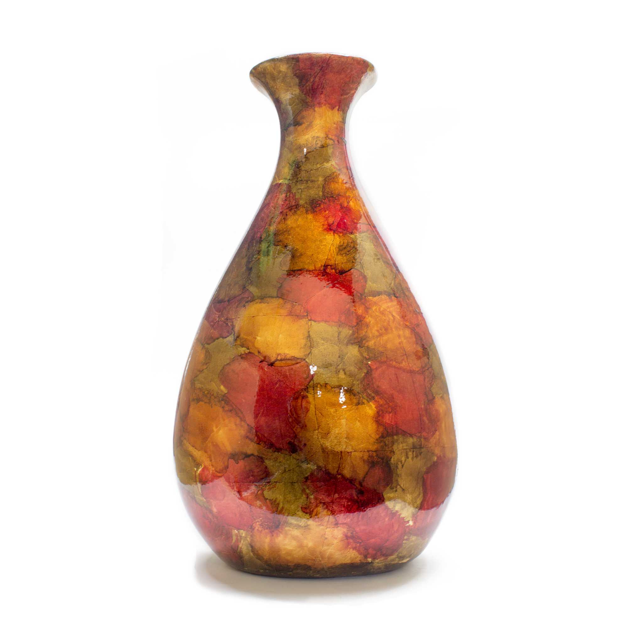 9" X 6.25" X 18.5" Copper Red and Gold Ceramic Floor Vase