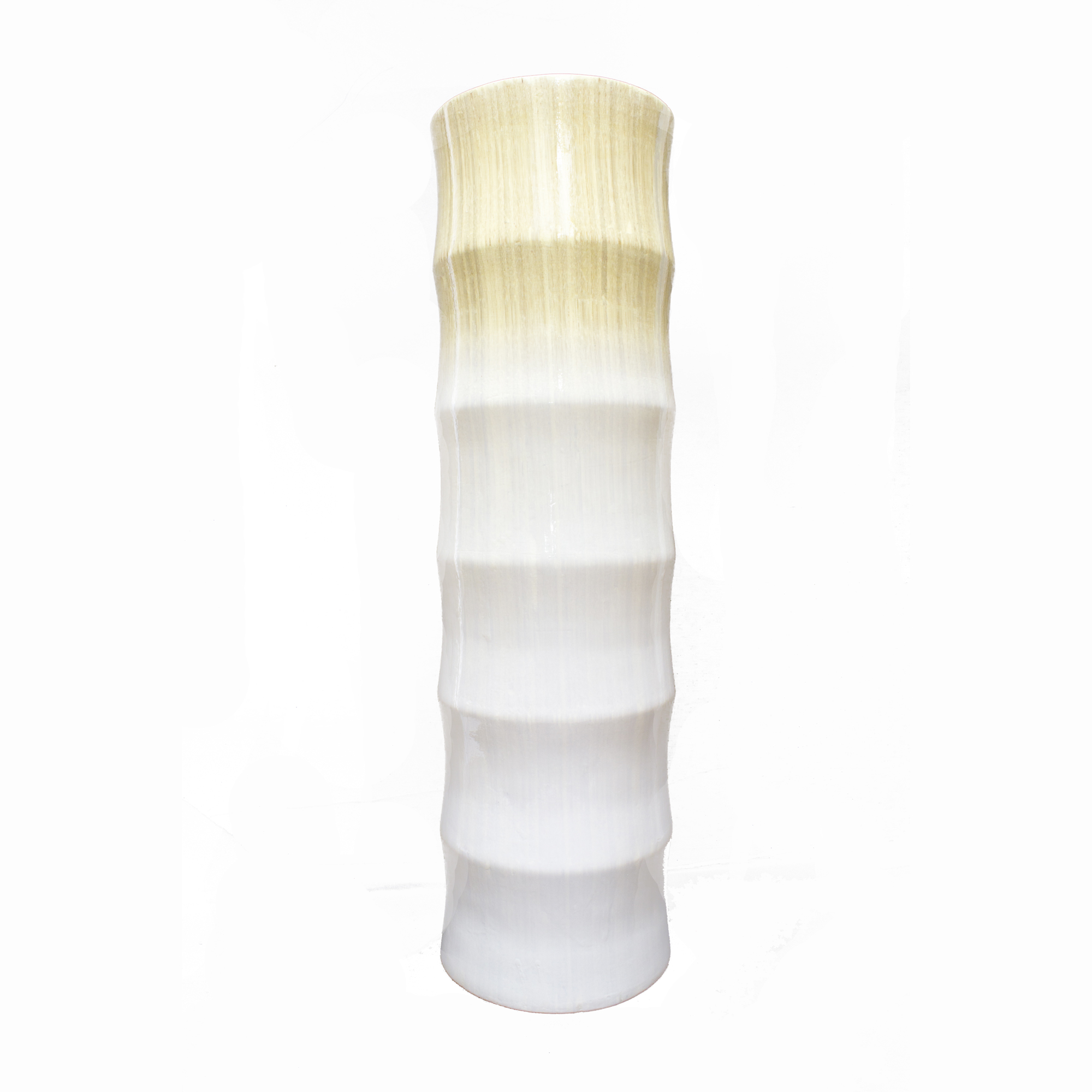 7" X 7" X 24" Gray Bamboo Bamboo Chute Vase