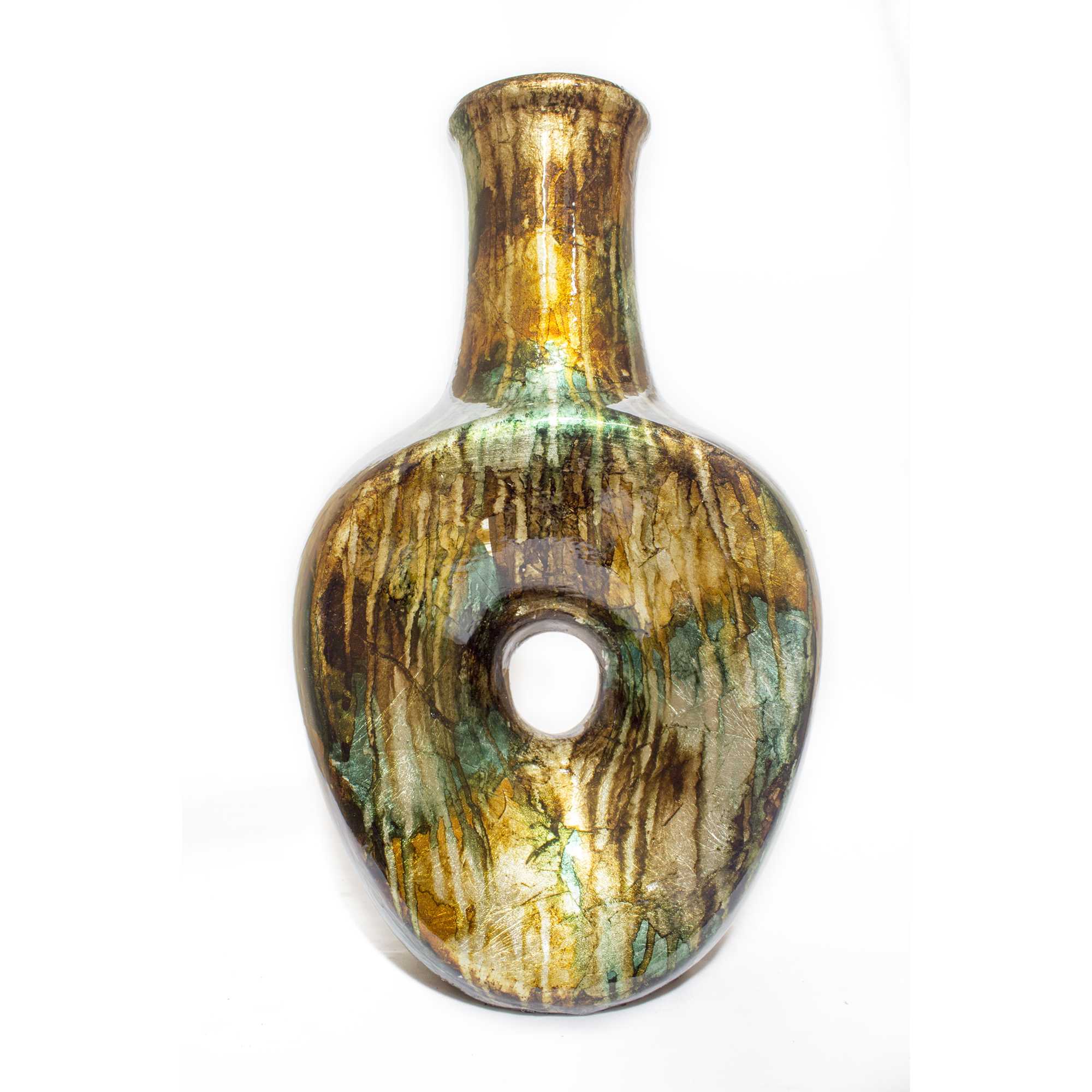 8.5" X 5.5" X 14.5" Multi Color Ceramic Table Vase