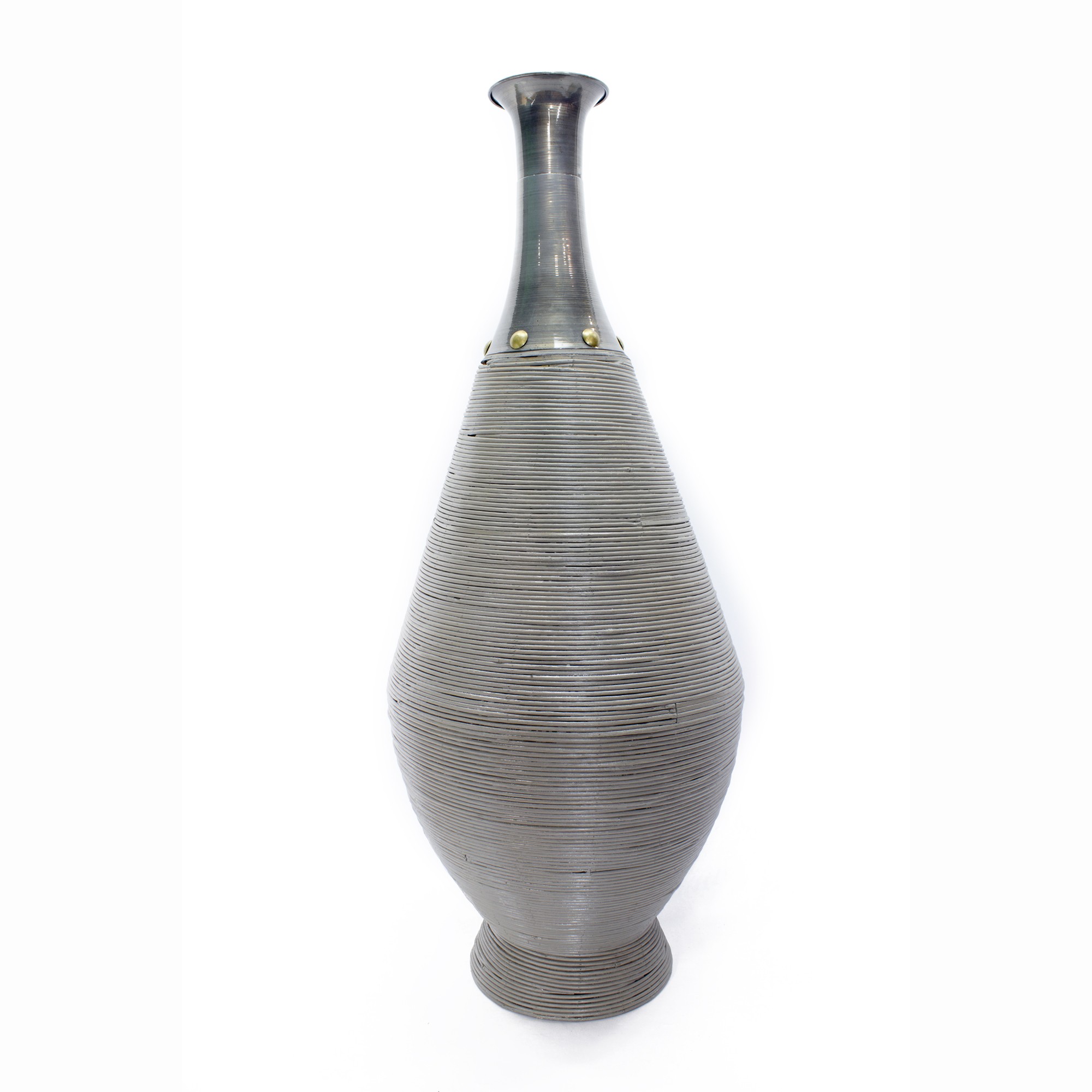 13.25" X 13.25" X 34" Black Bamboo Metal Bamboo Vase