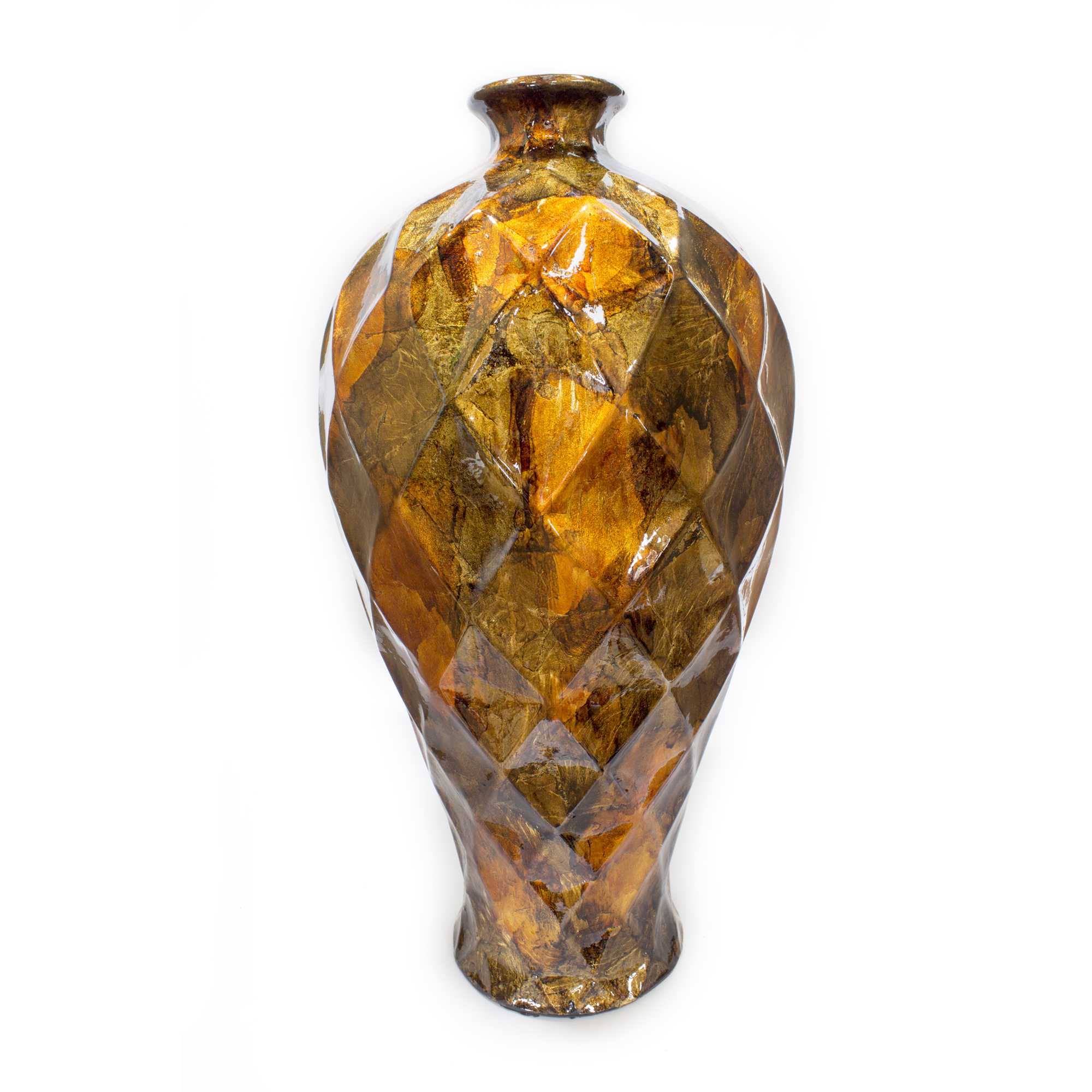 9.5" X 9.5" X 20" Bronze Ceramic Floor Vase
