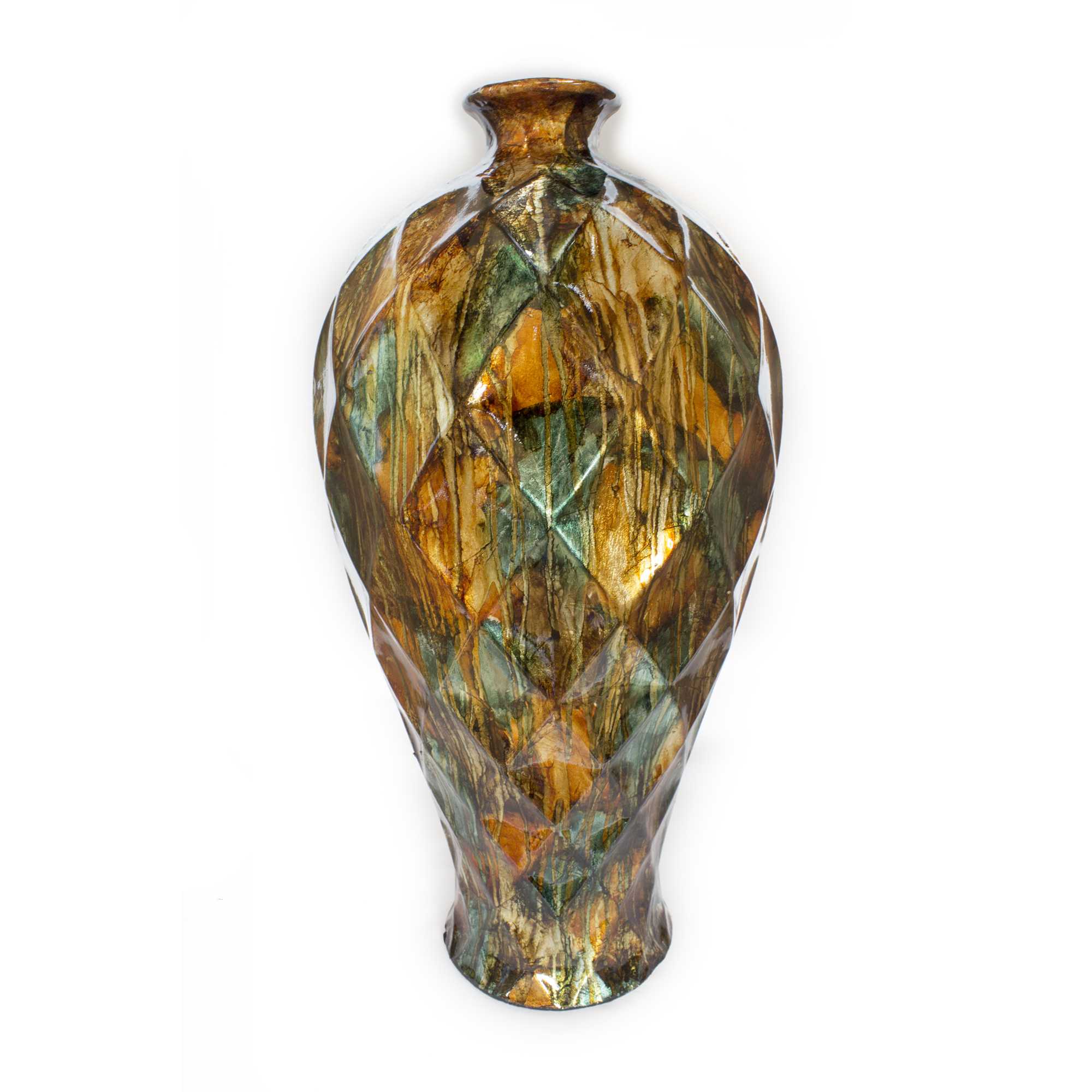 9.5" X 9.5" X 20" Natural Ceramic Floor Vase