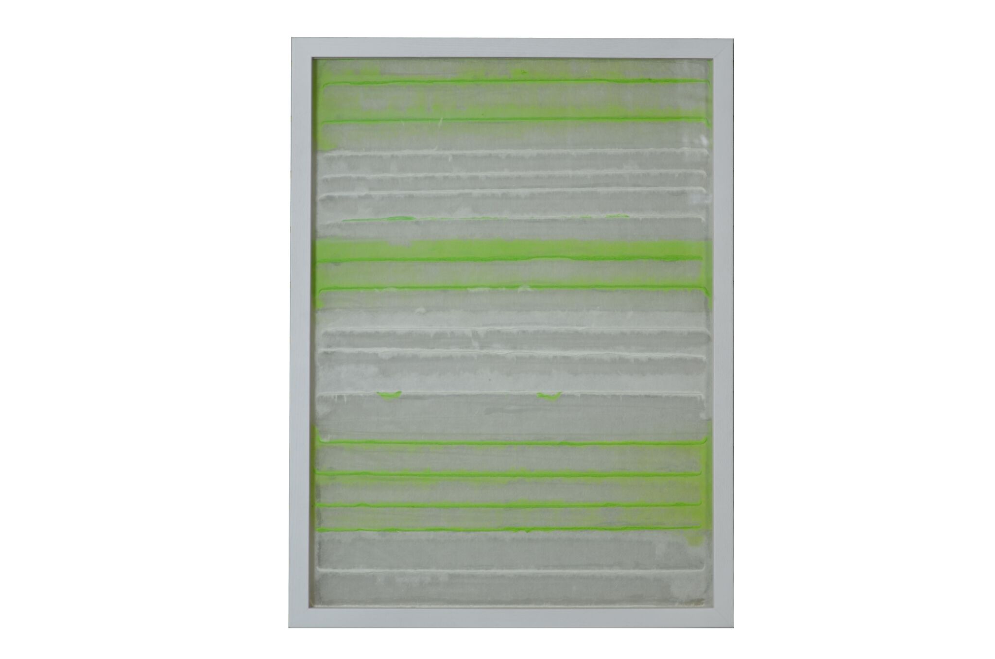 Fun White and Green Stripes Shadow Box Wall Art