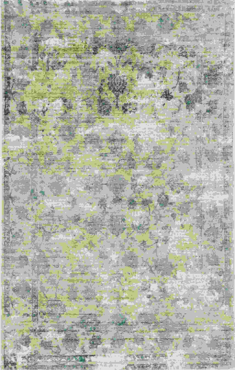 8' x 11' Sand with Bluish Green Accents Faux Silk Area Rug